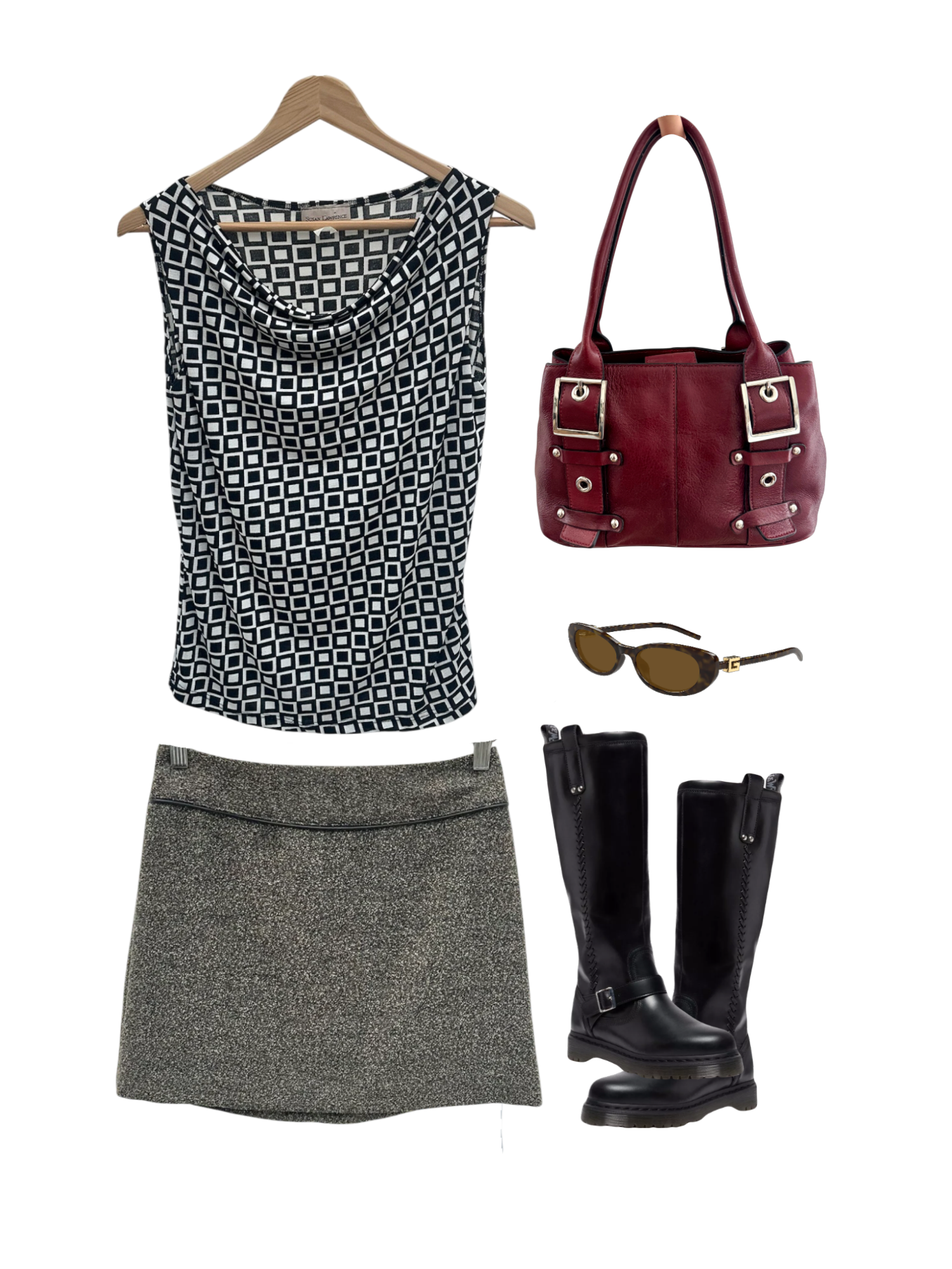 Vintage 90s Cowl Neck Geometric Knit Top (M/L)