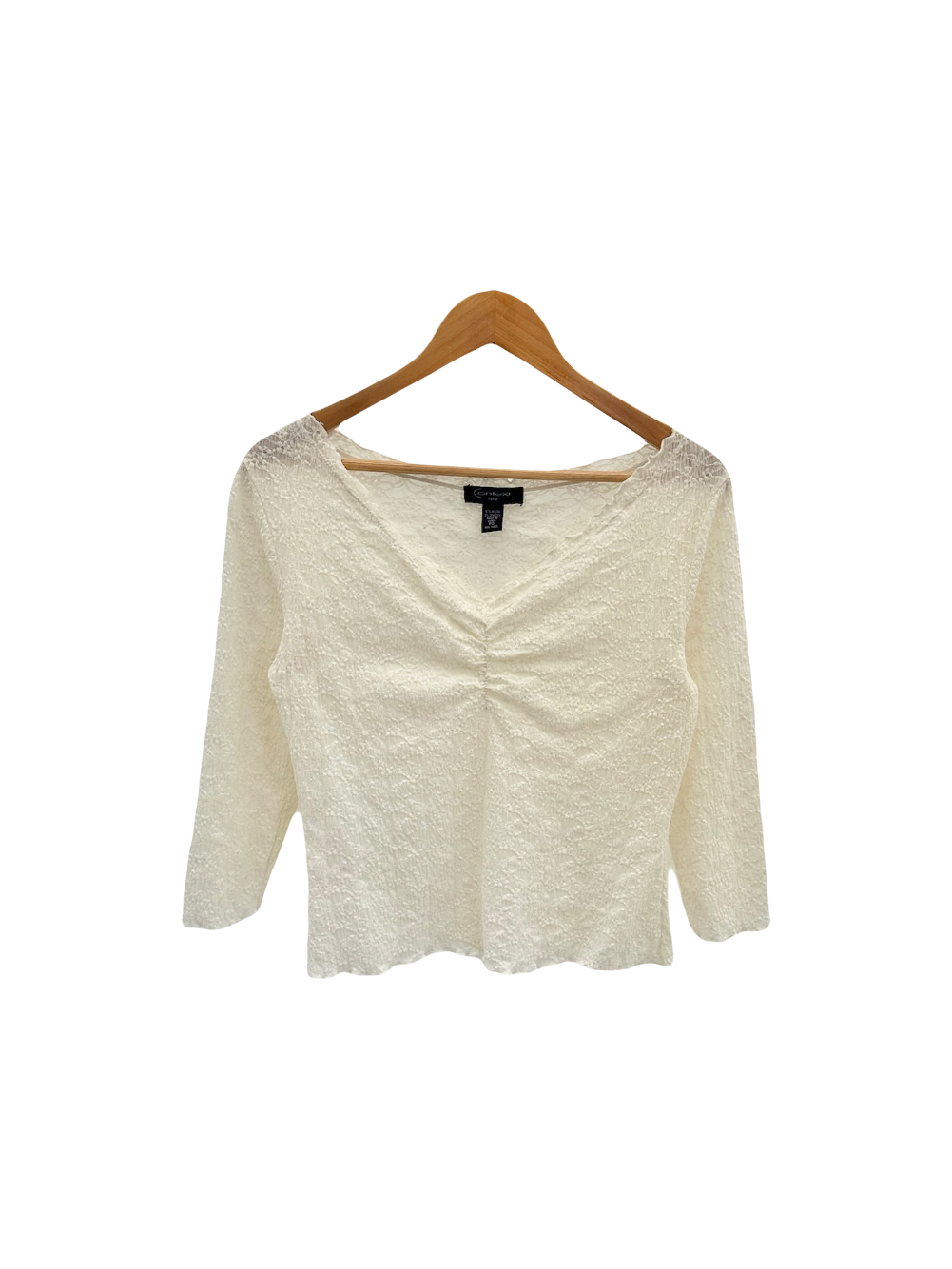 Vintage 90s Cream Lace Ruched Knit (S/M)