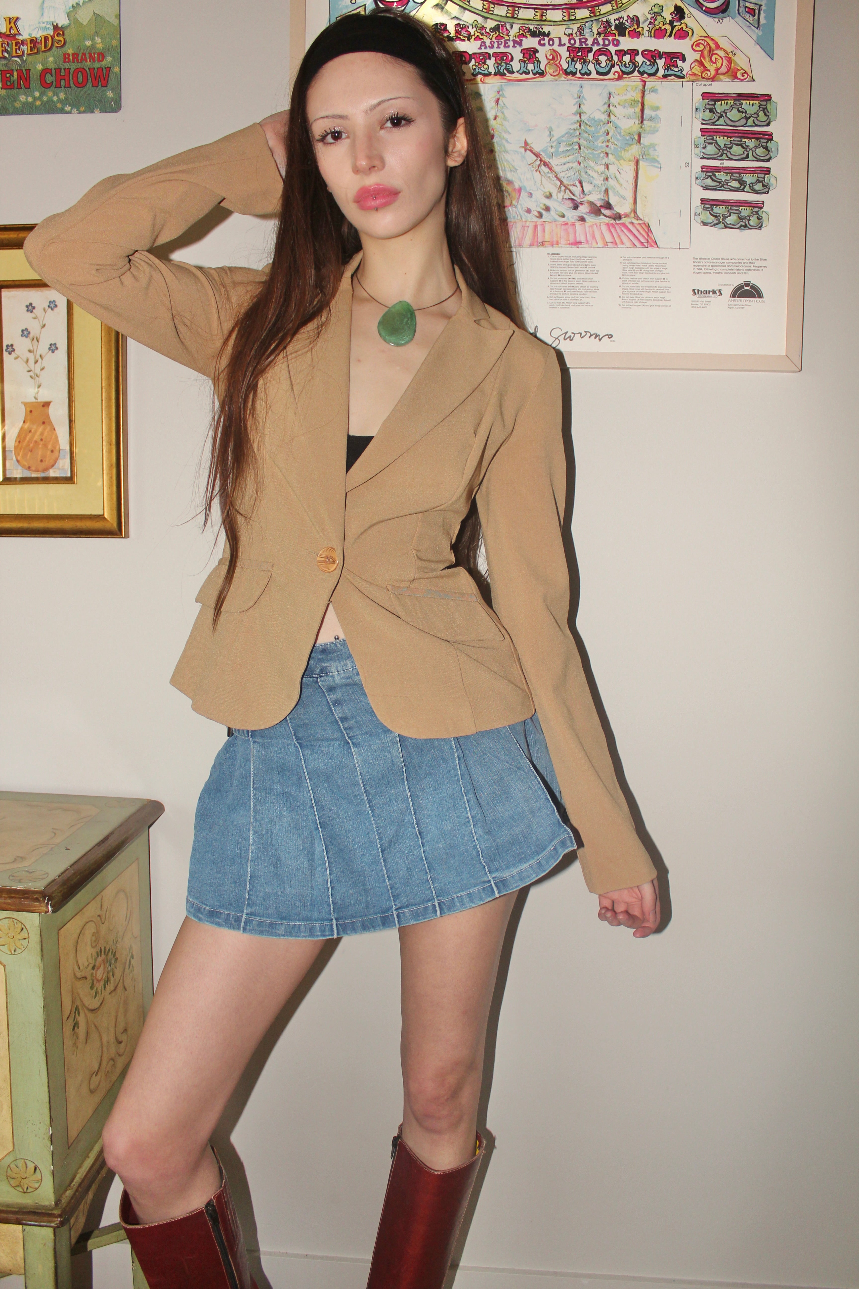 Vintage 90s Fitted Tan Blazer (S)