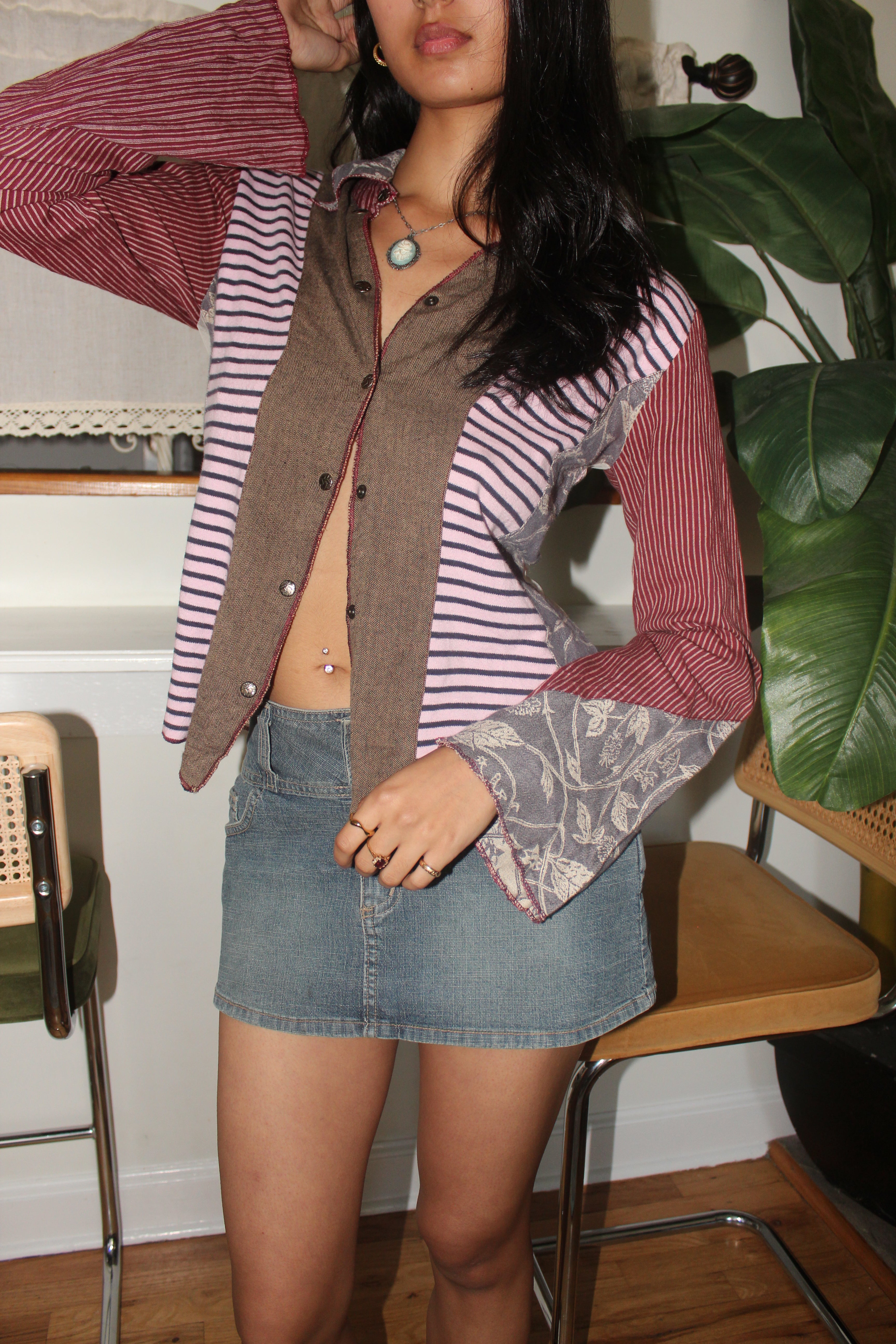Vintage 90s Mixed Media Patchwork Button Up (M)
