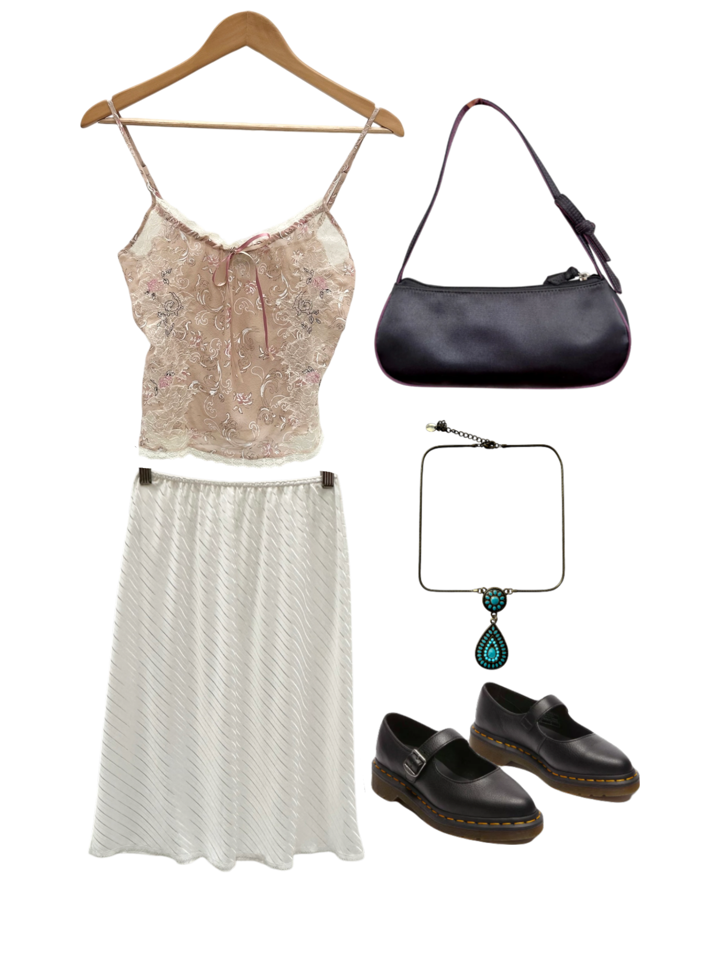 Vintage 90sFairy Silk Lace Embroidered Cami (S)