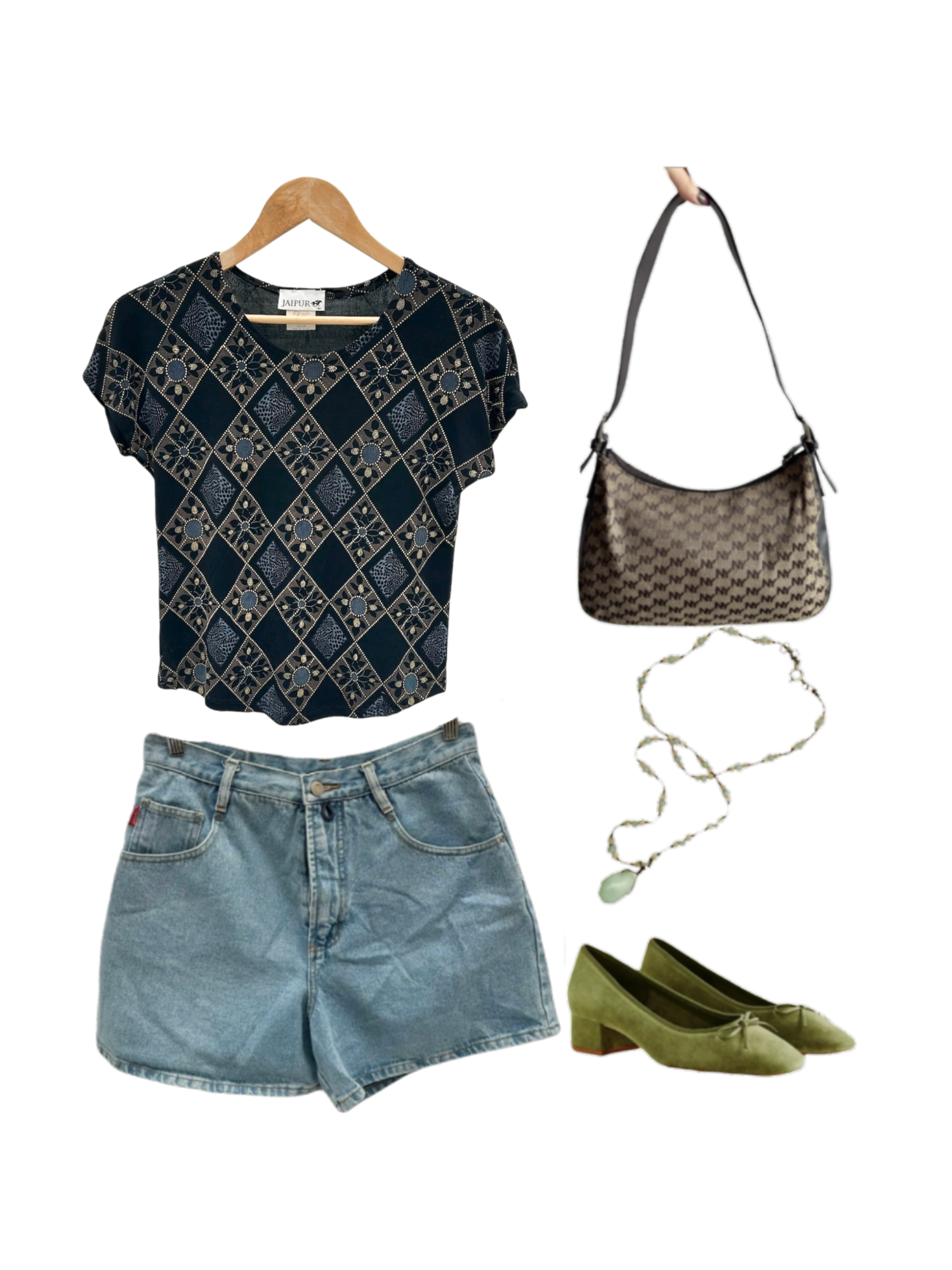 Vintage 90s Retro Geometric Knit Tee (M)