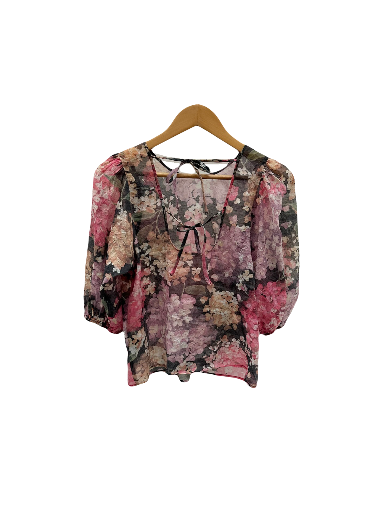 Vintage 90s Tie Puff Blouse (S/M)