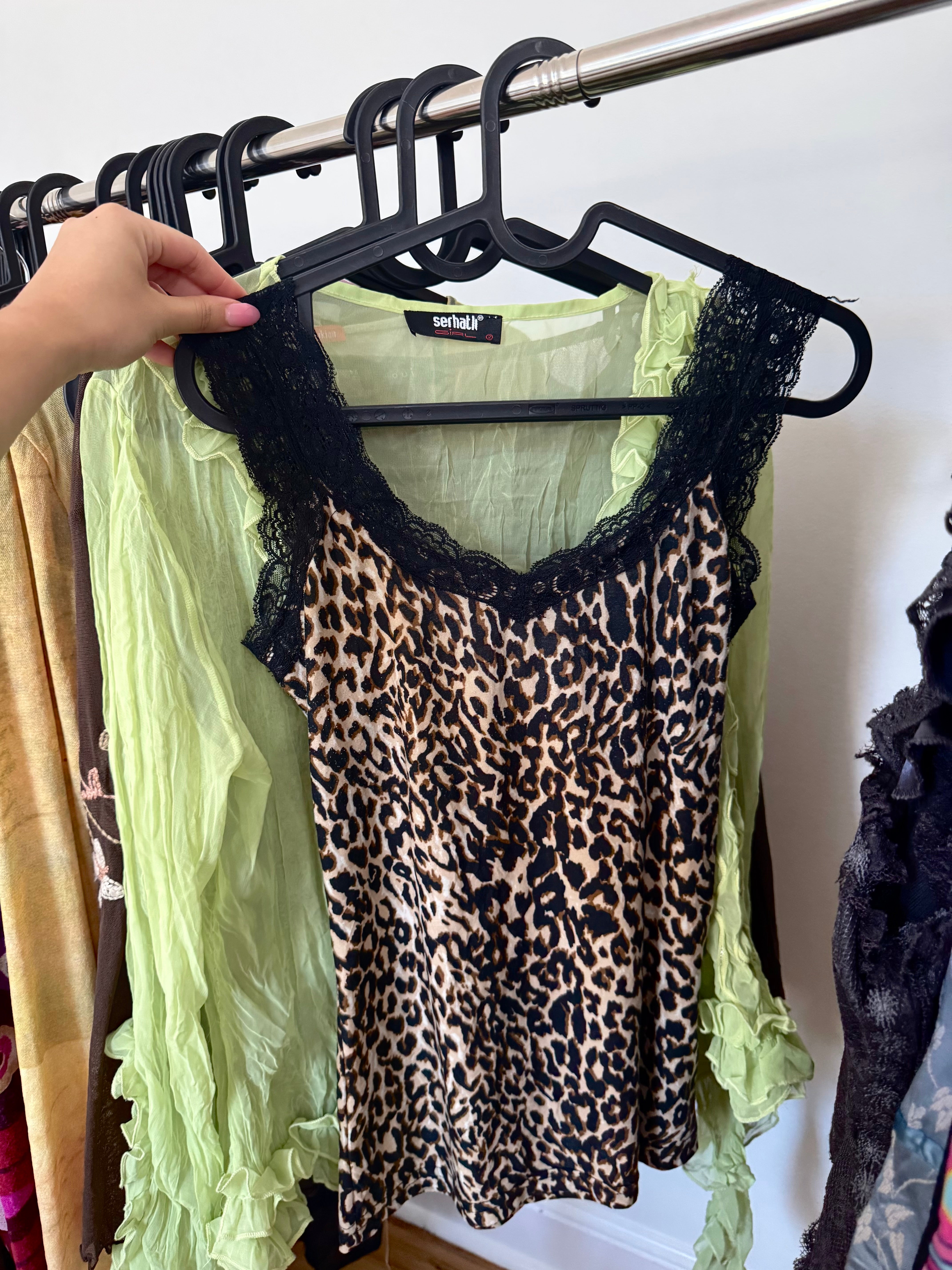 Vintage 90s Cheetah Lace Trim Tank (M)