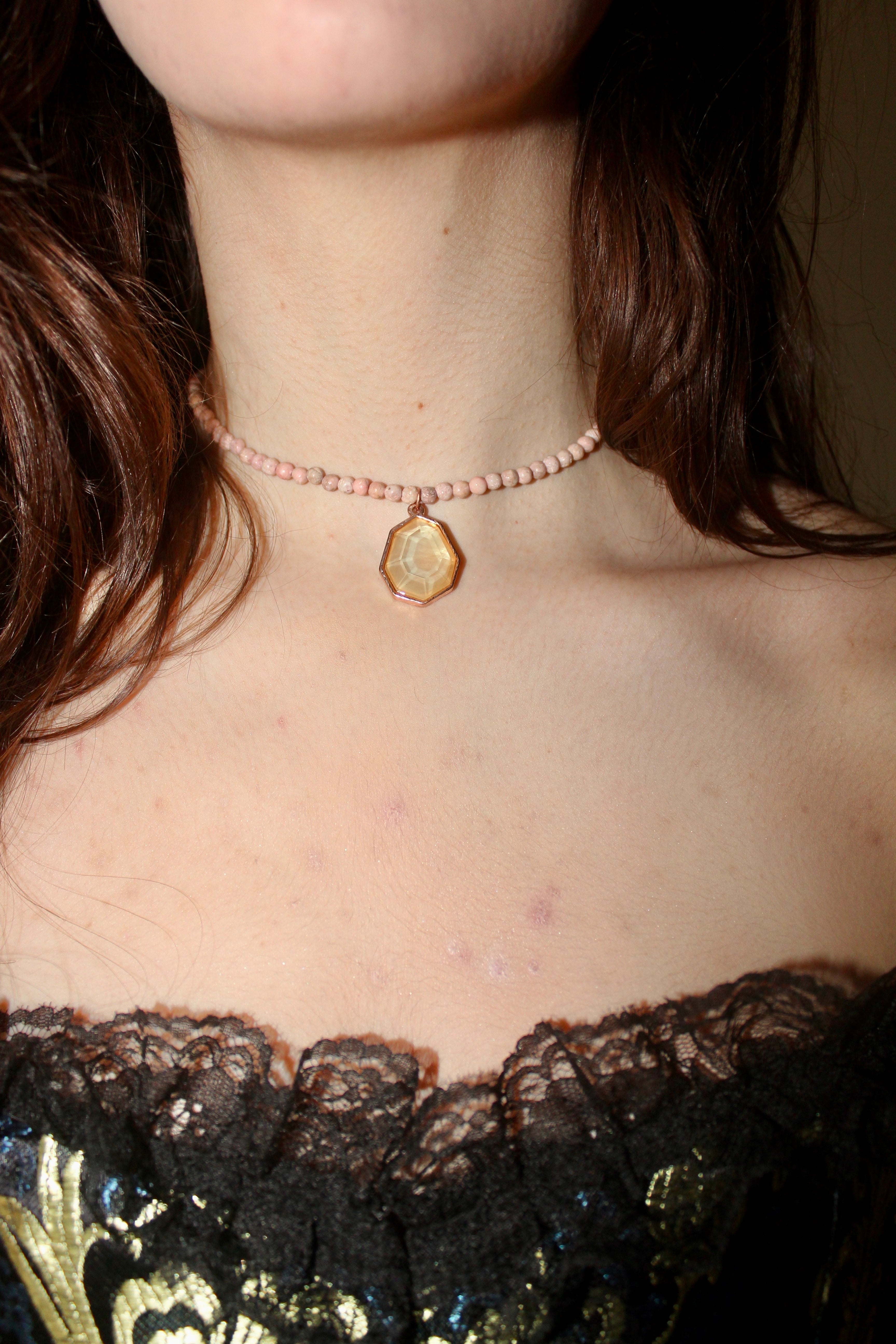 Pale Pink Beaded Jewel Choker