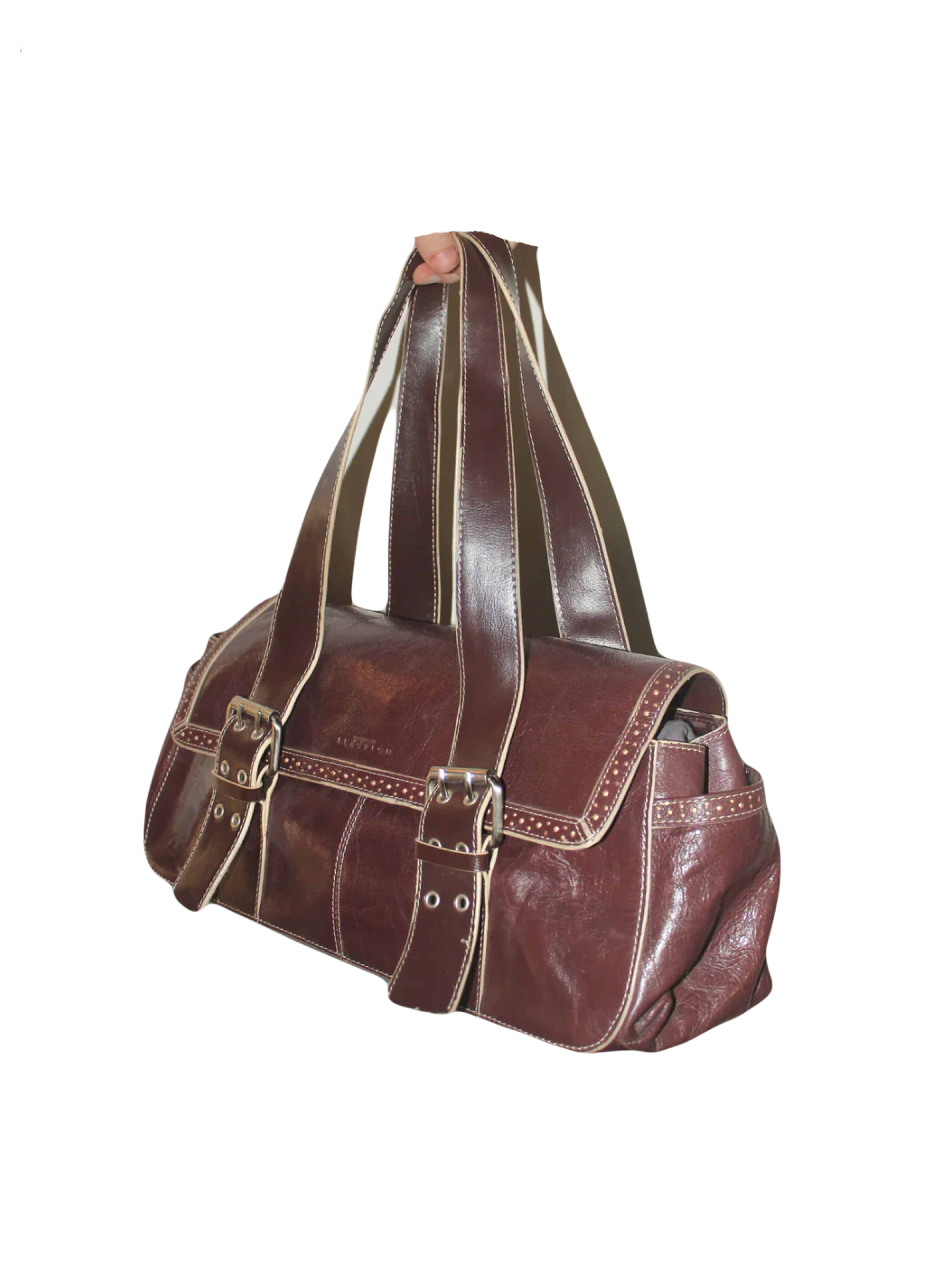 Vintage 90s Chocolate Leather Messenger Purse