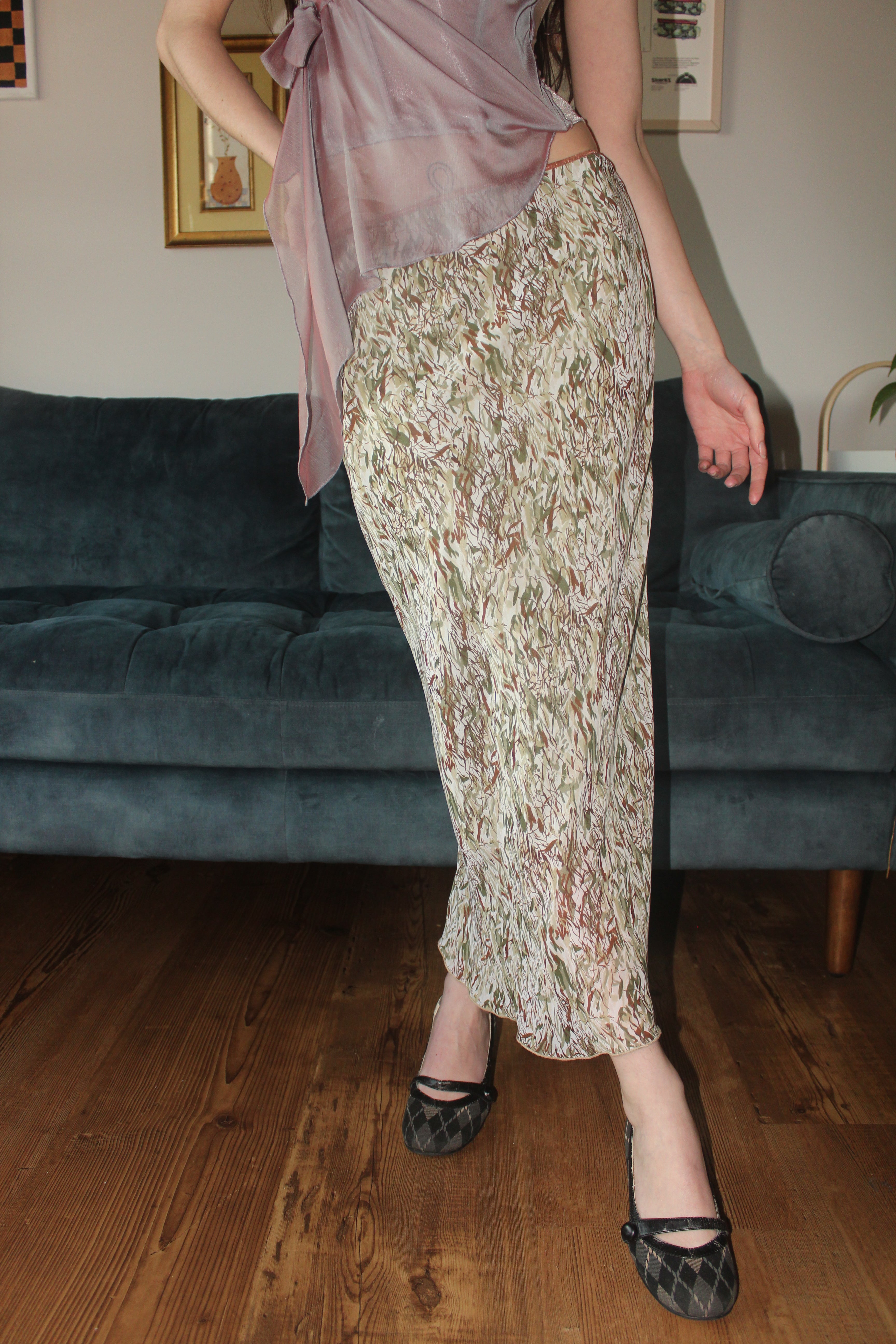 Vintage 90s Leafy Midi Skirt (S)