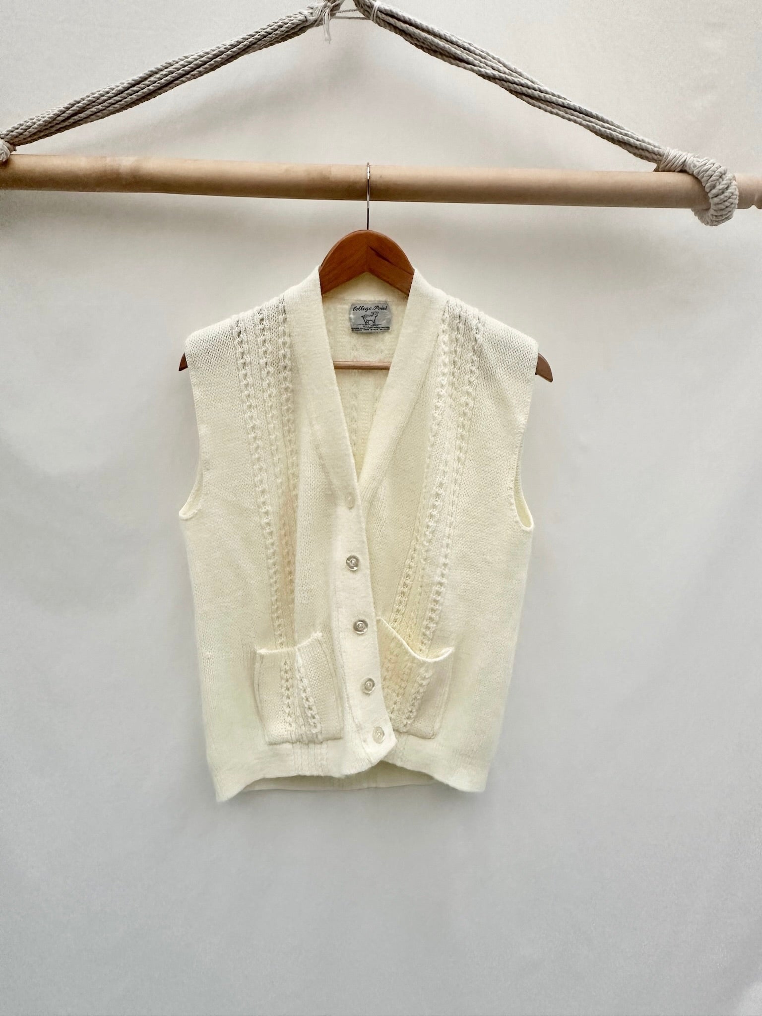 Vintage 90s Cream Pocket Vest (M)