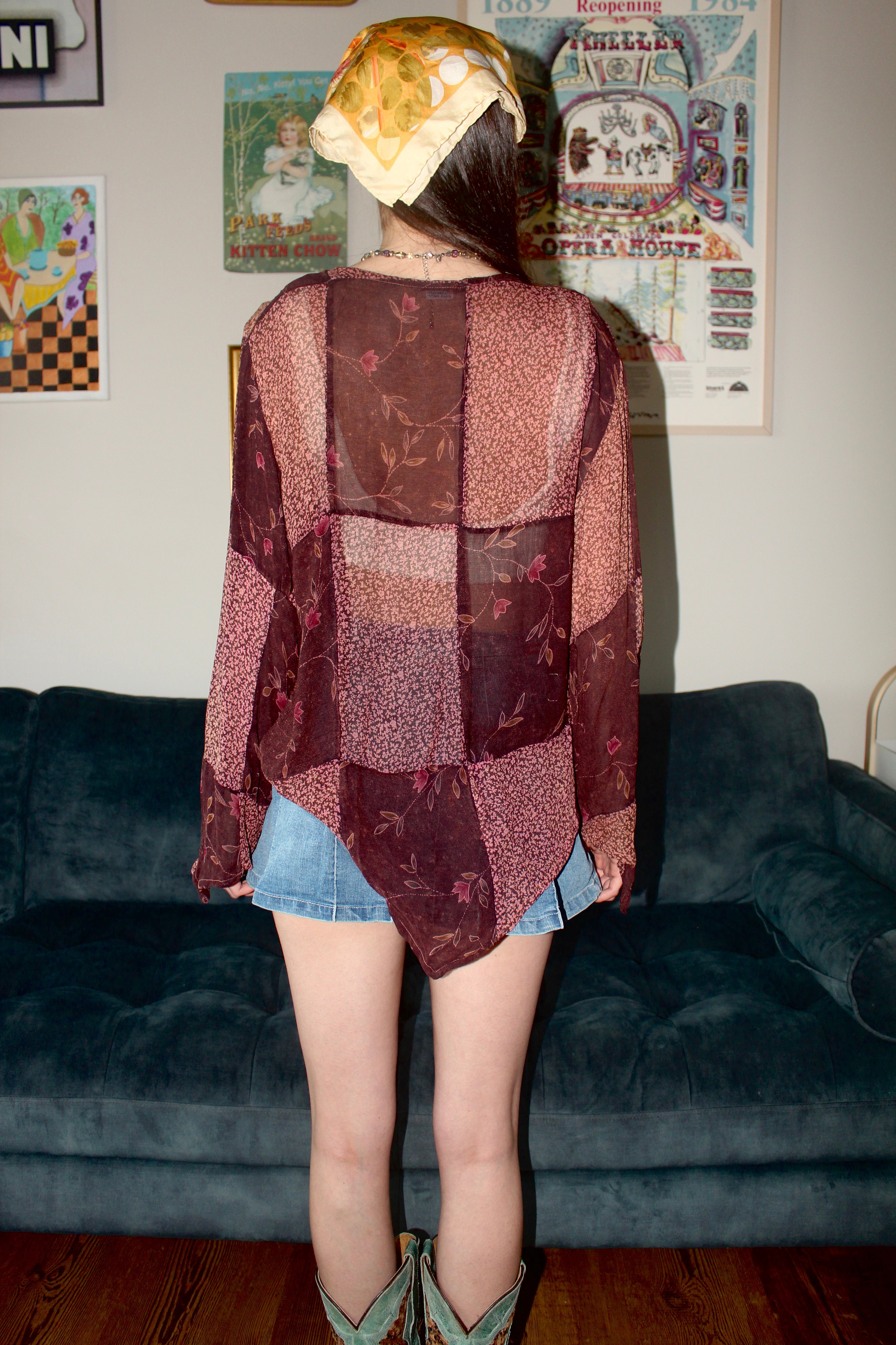 Vintage 90s Boho Patchwork Blouse (M)