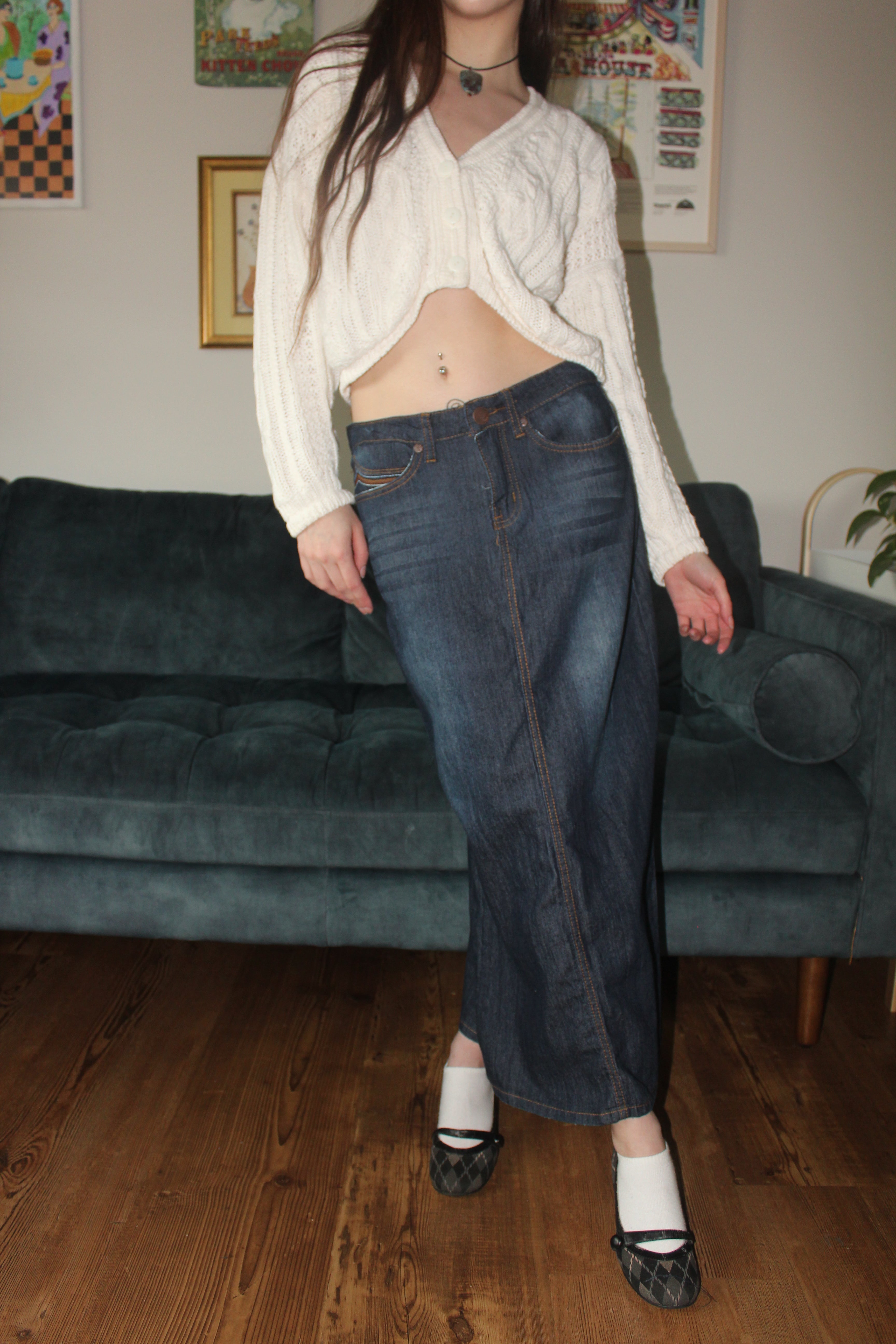 Vintage 90s Denim Maxi Skirt (M)
