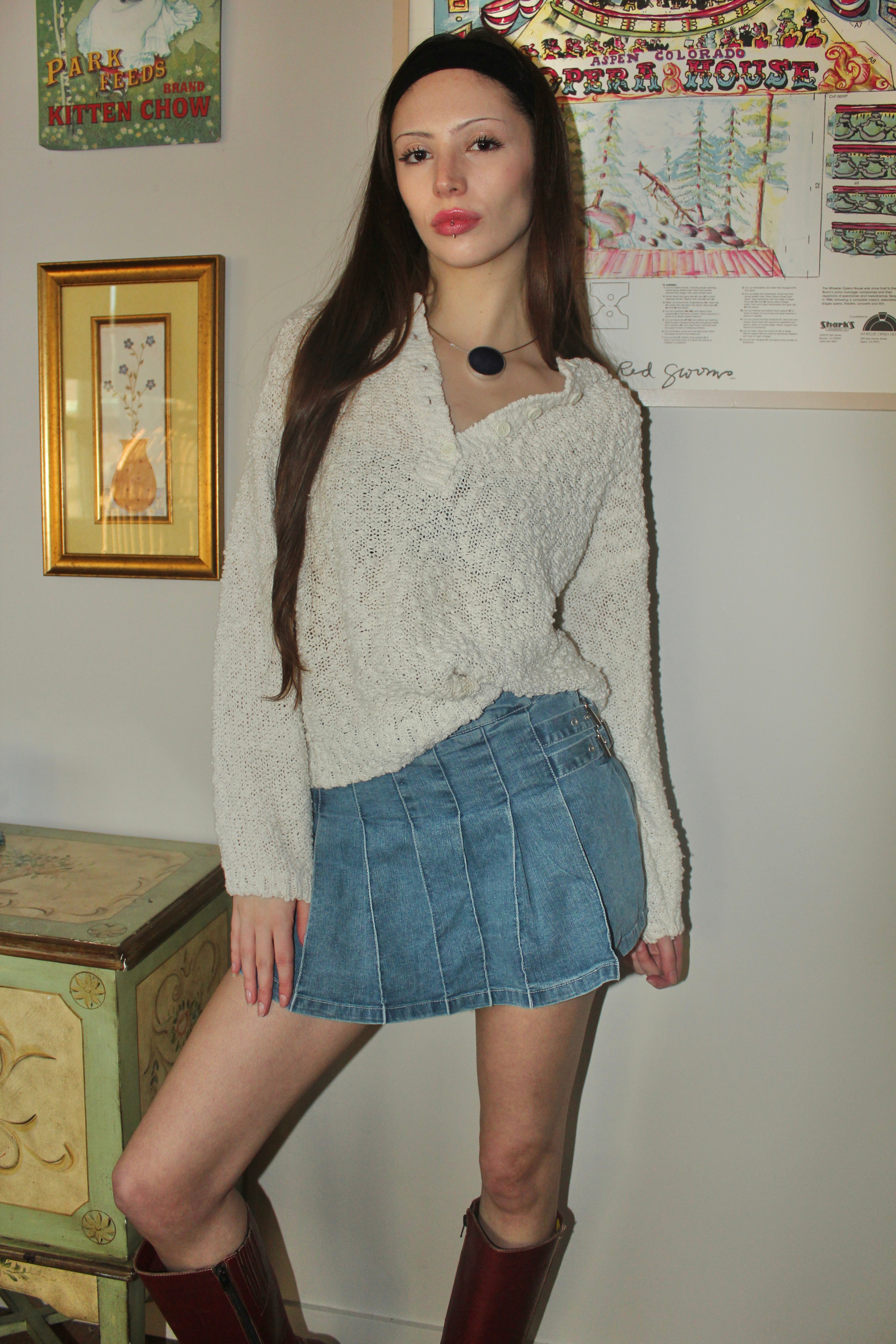 Vintage 90s Textured Knit Polo Sweater (S/M)