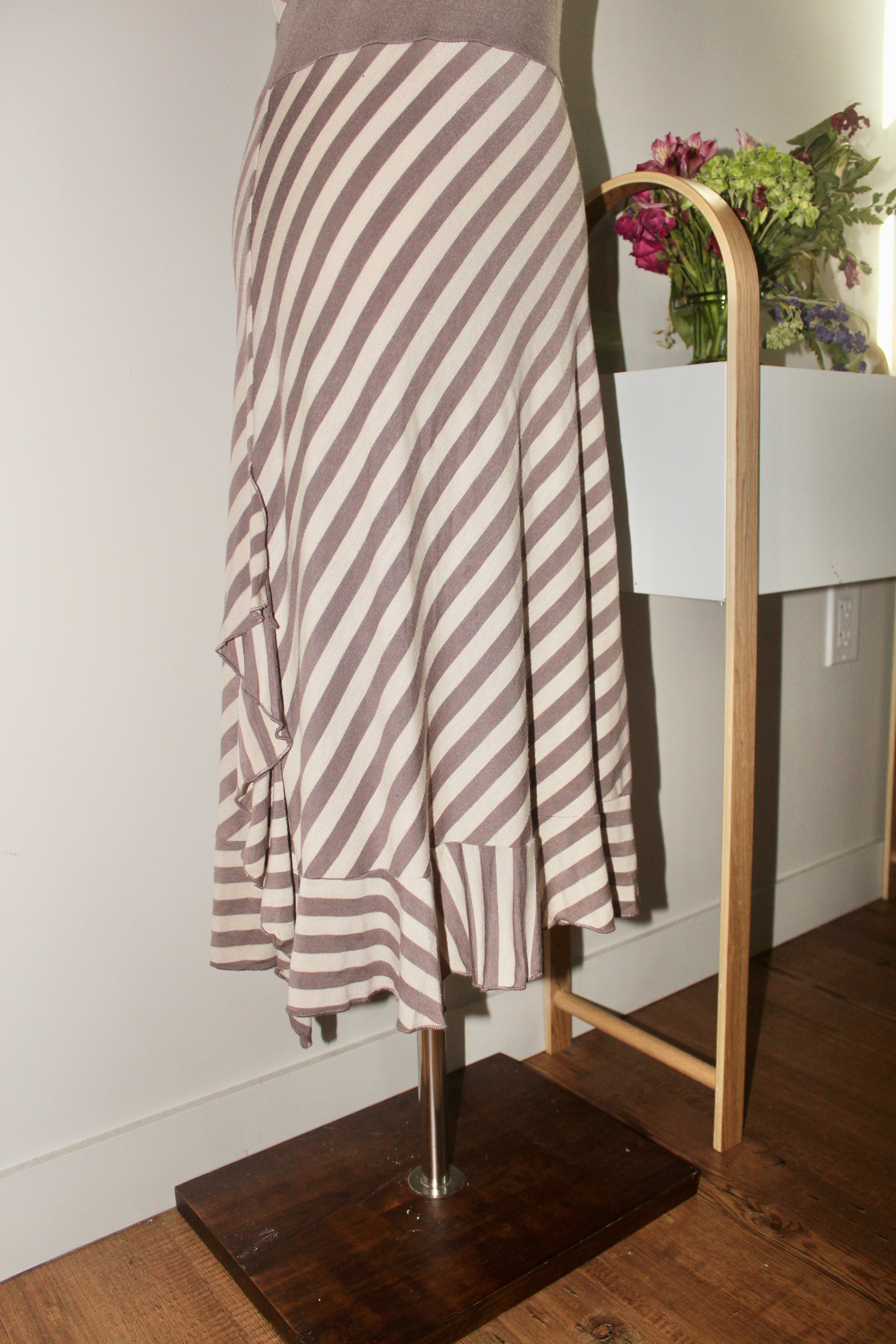 Vintage 90s Striped Halter Midi Dress (S)