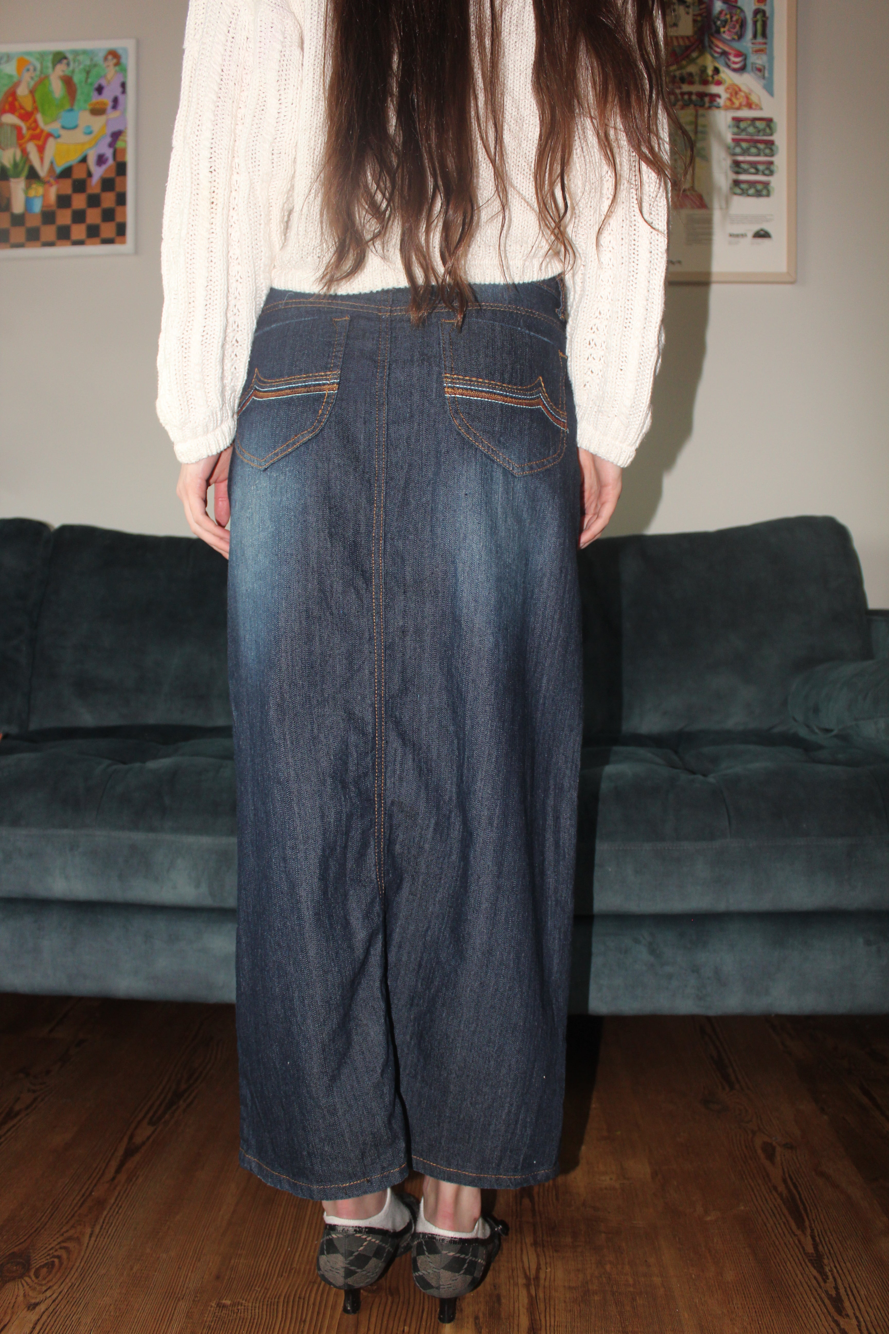 Vintage 90s Denim Maxi Skirt (M)