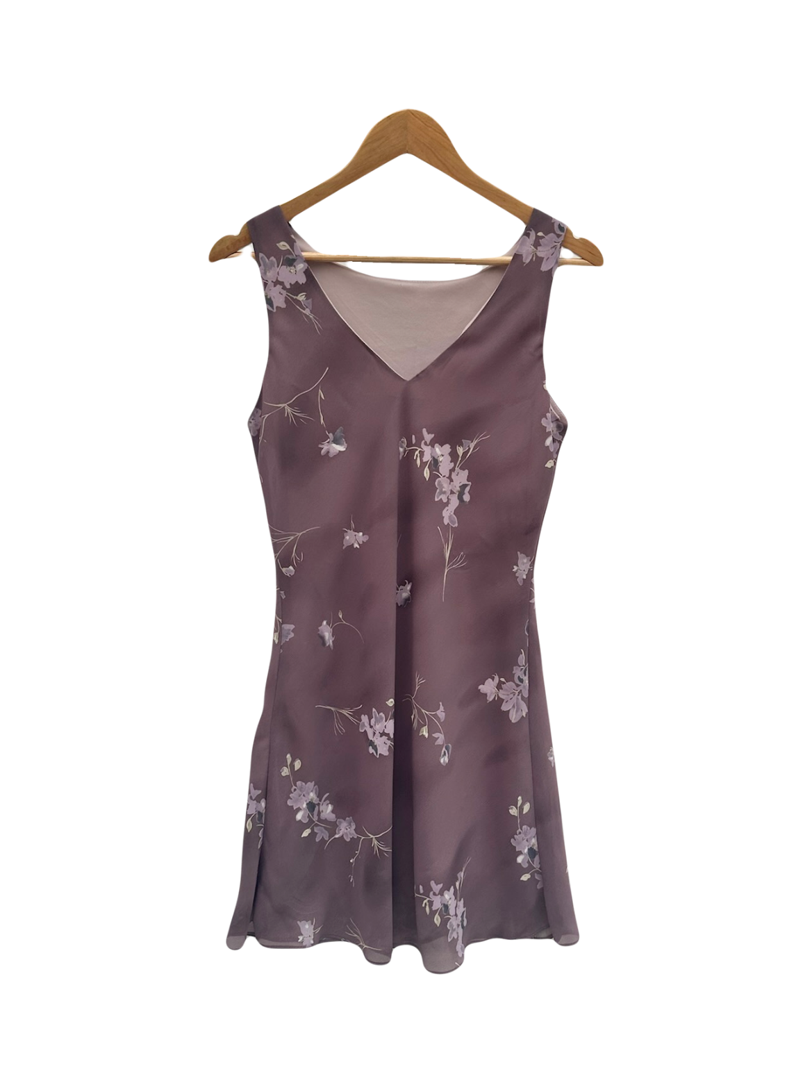 Vintage 90s Taupe Floral Midi Dress (M)