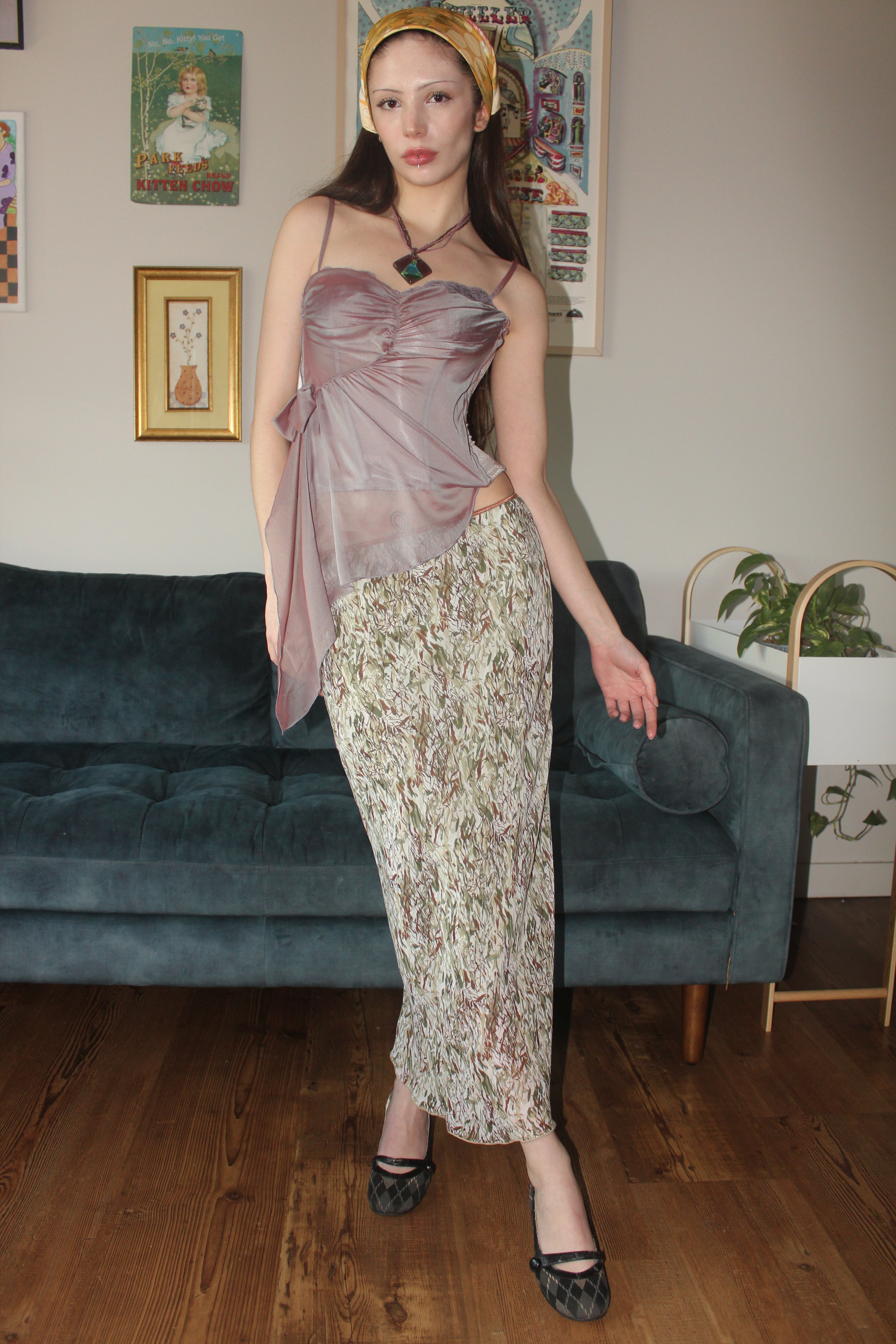 Vintage 90s Leafy Midi Skirt (S)