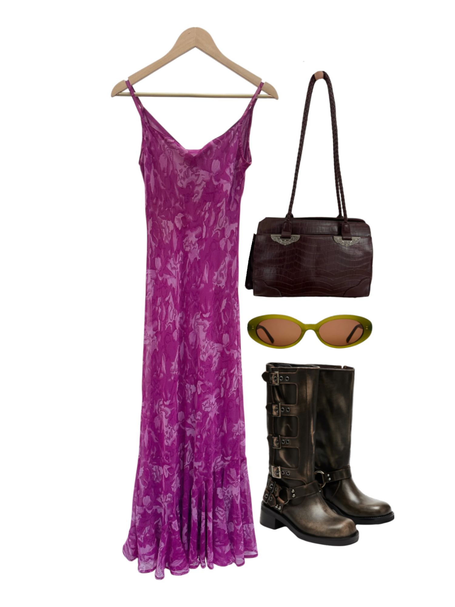 Vintage 90s Raspberry Midi Dress (M)