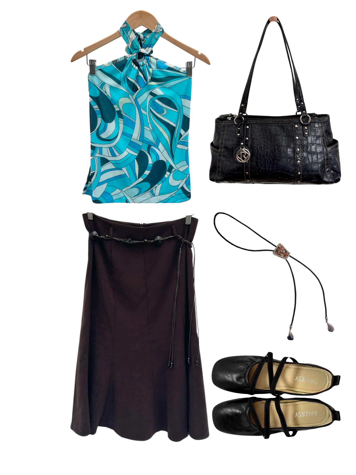 Vintage Y2K Jewel Belt Midi Skirt (S/M)