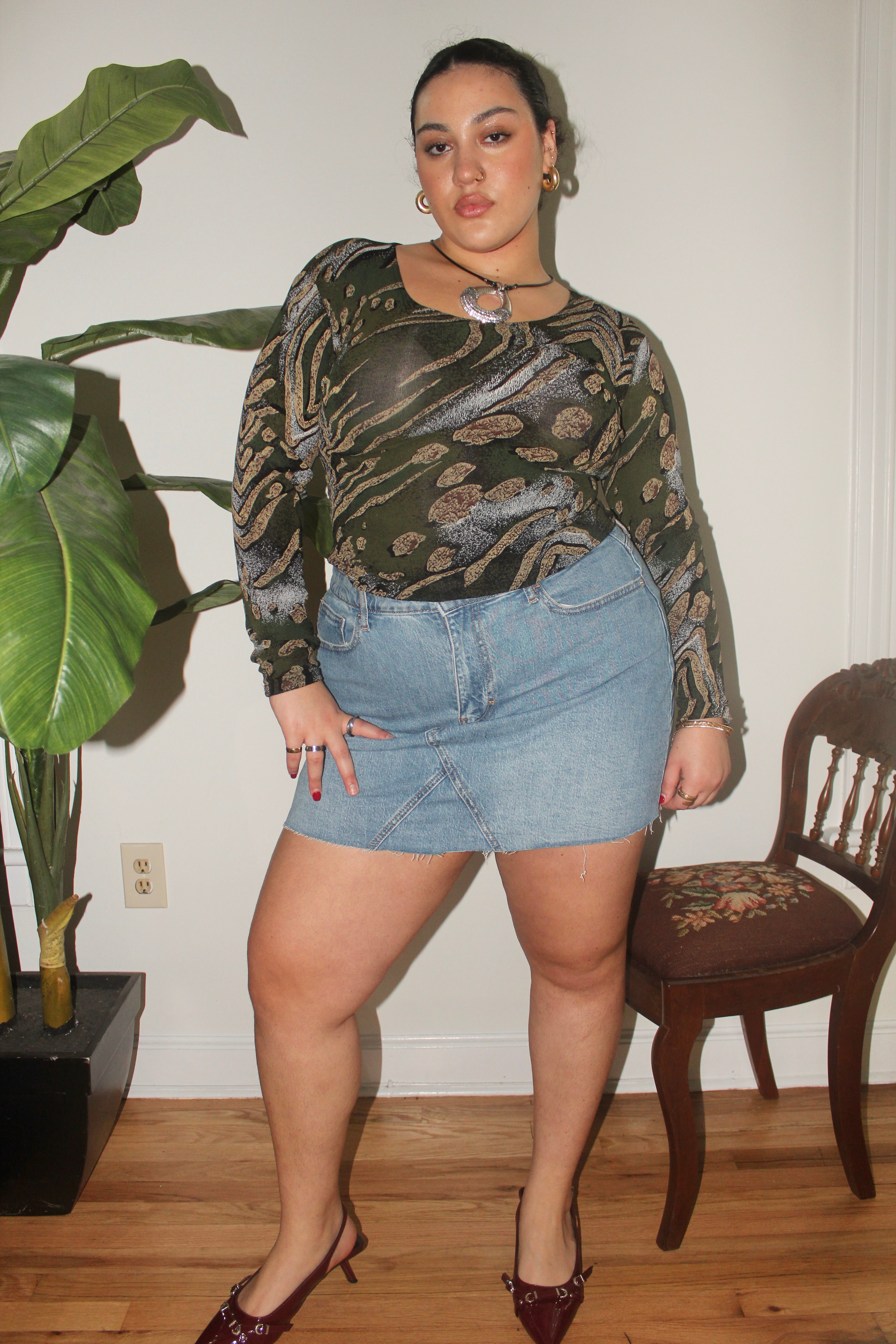 Vintage 90s Slinky Abstract Long Sleeve (L)