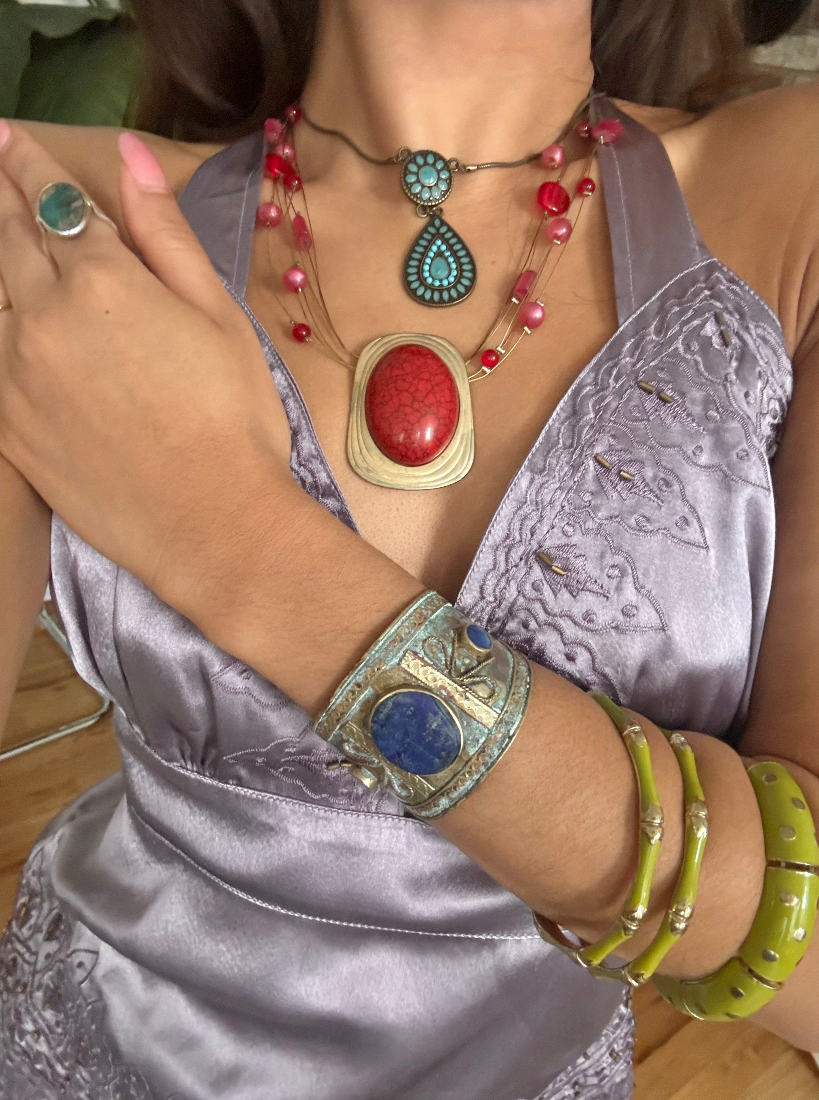 Vintage Layered Ruby Emberlace Necklace