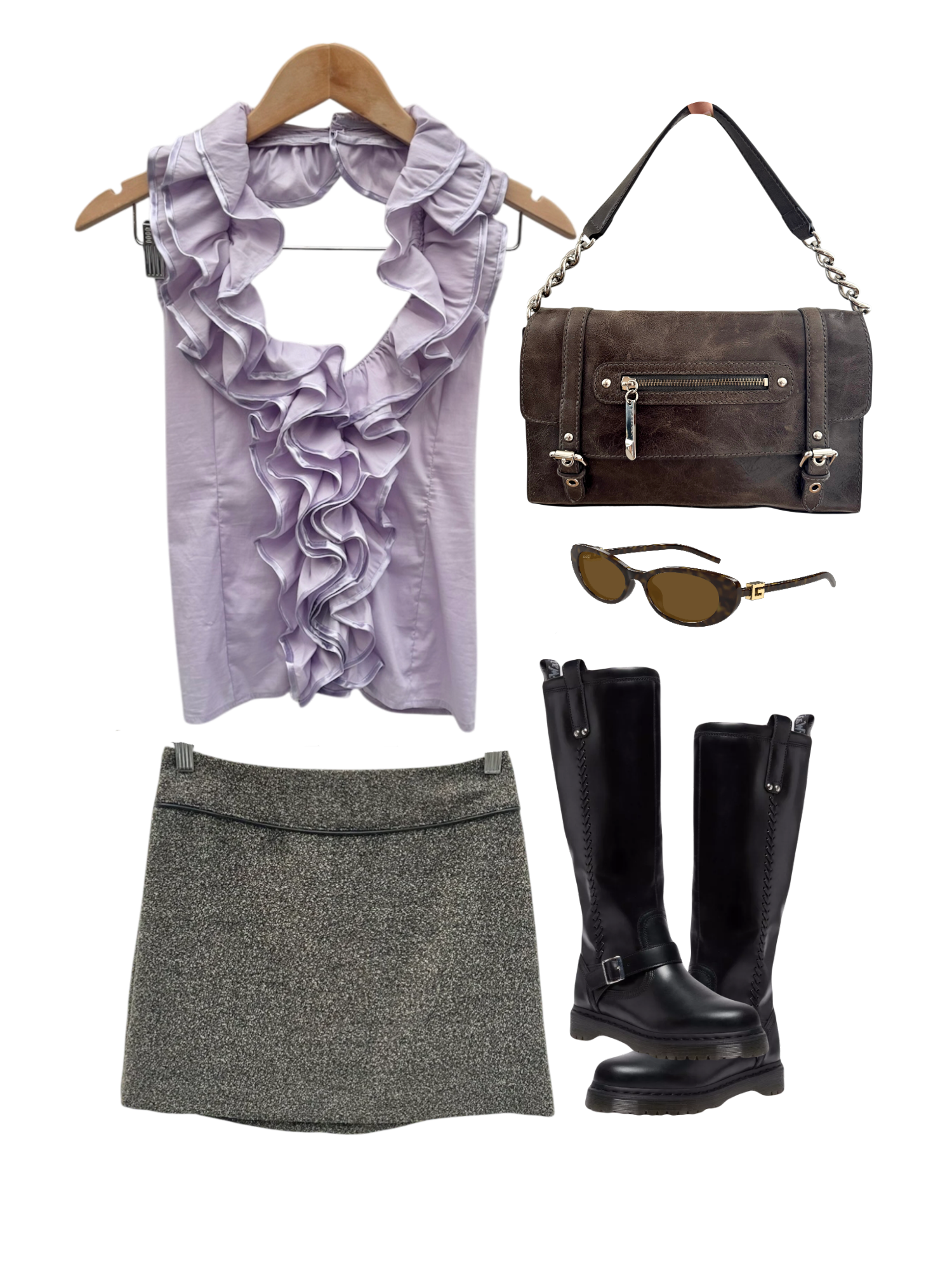 Vintage Y2K Ruffled Lavender Halter Top (S)
