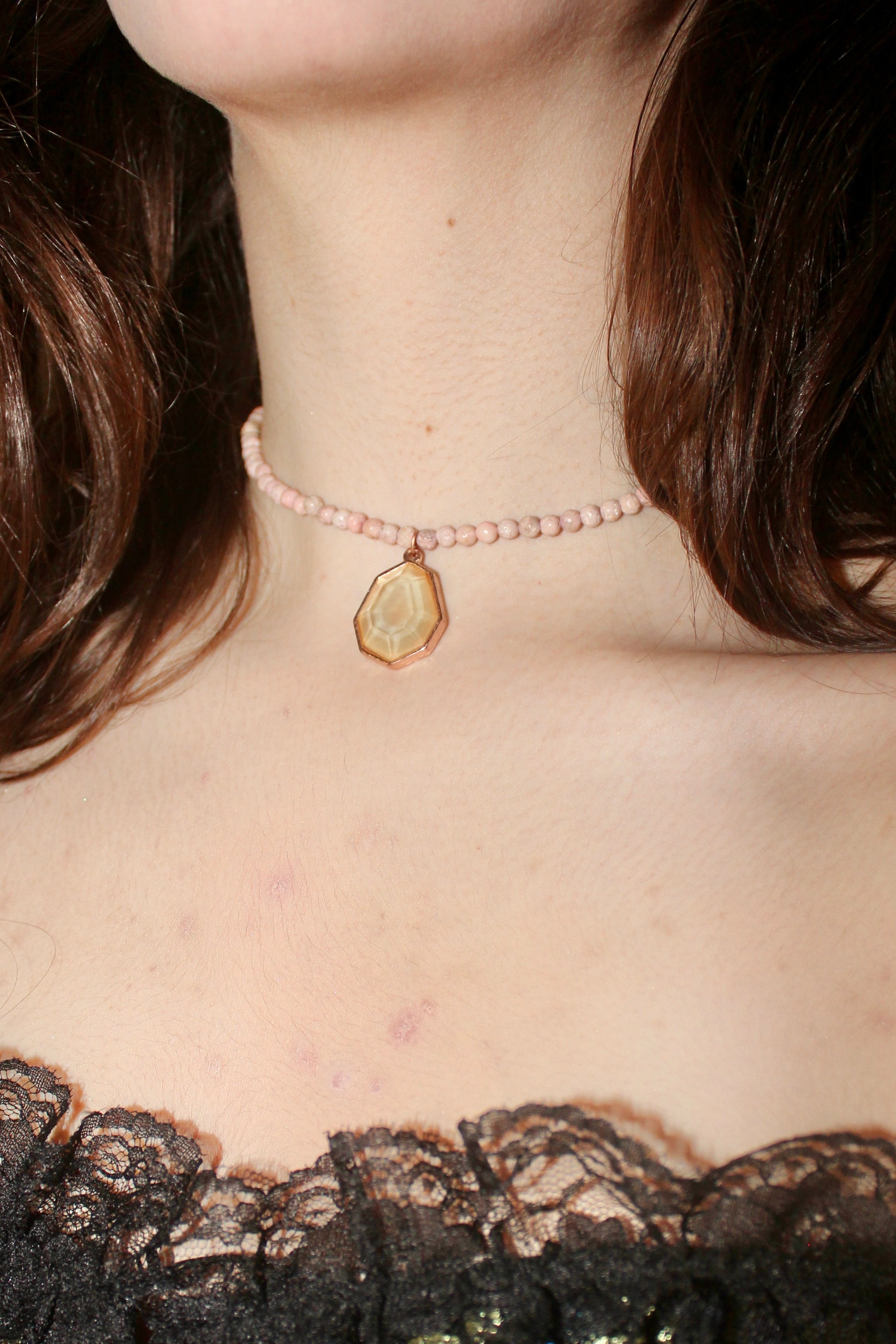Pale Pink Beaded Jewel Choker