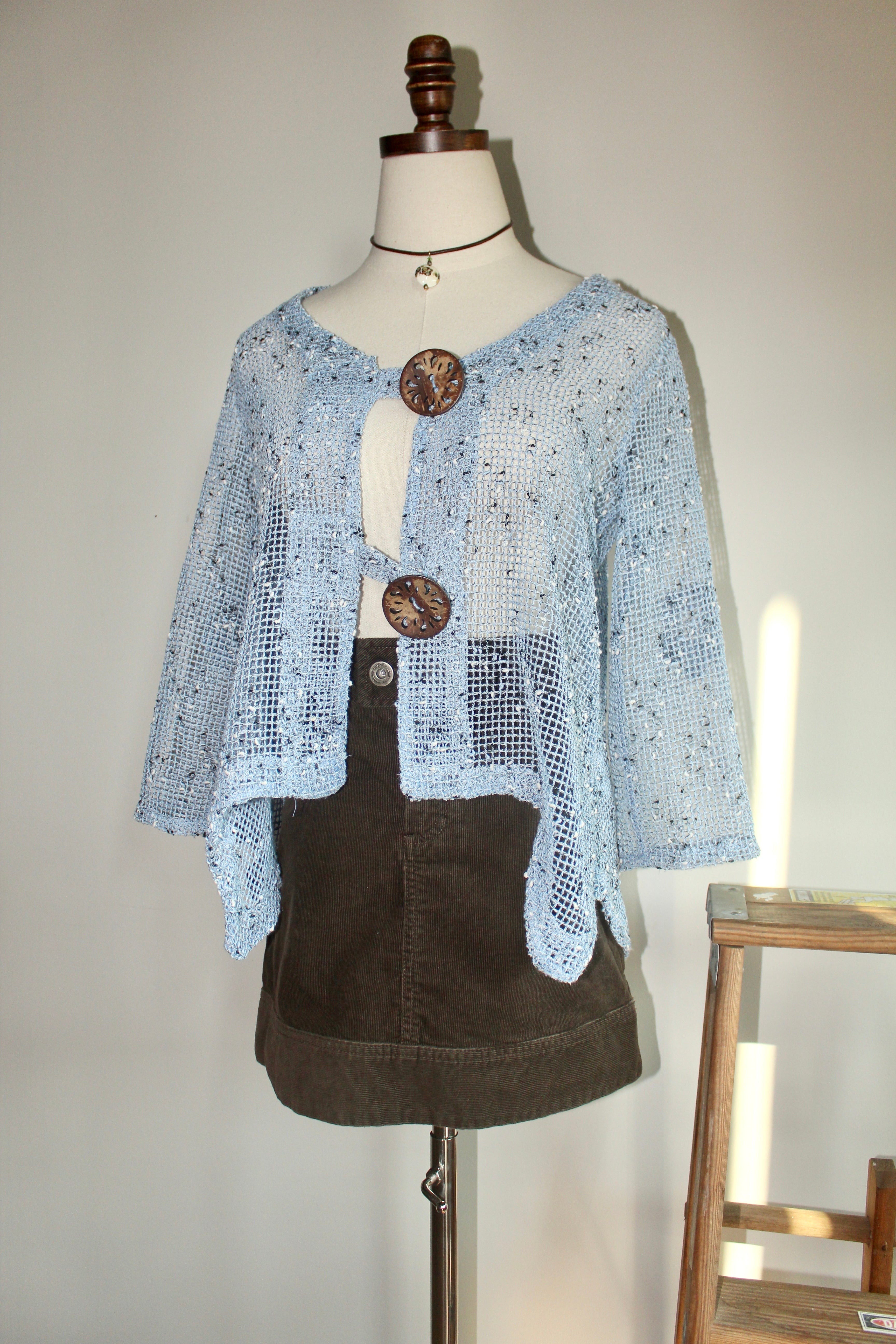 Vintage 90s Button Mesh Knit (S-M)