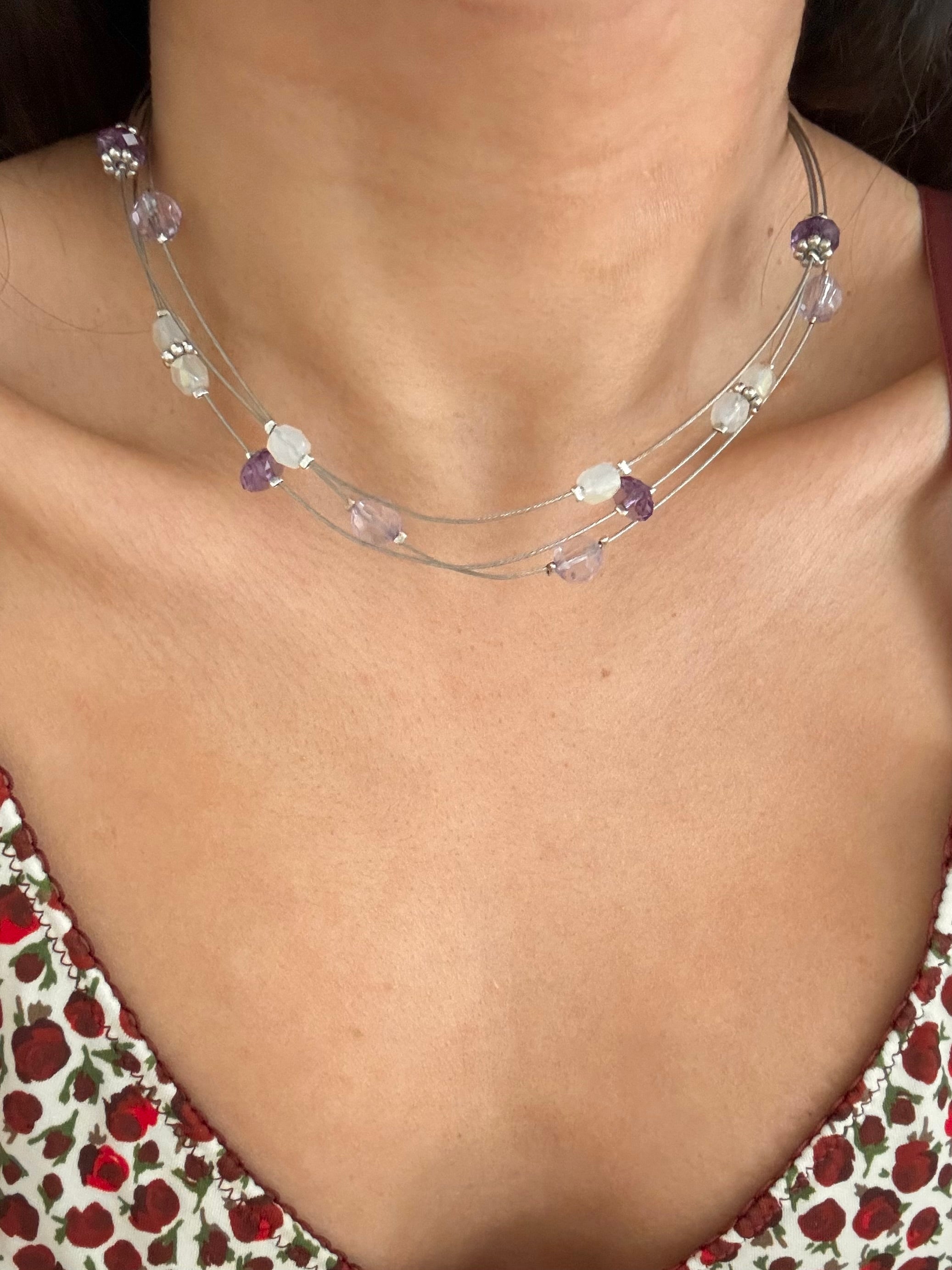 Lilac Hollow Layered Necklace