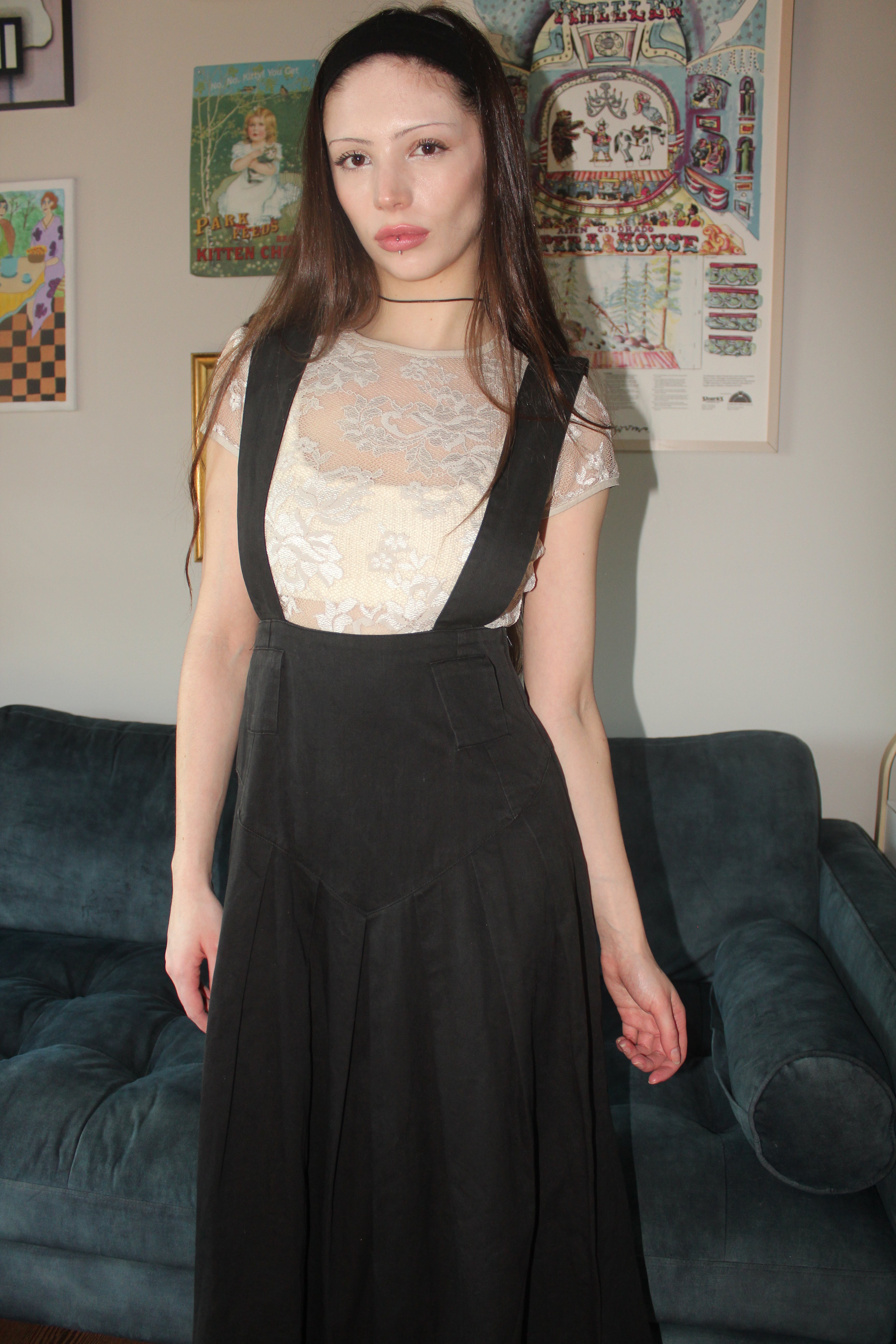Vintage 90s Overall Midi Dress (S)