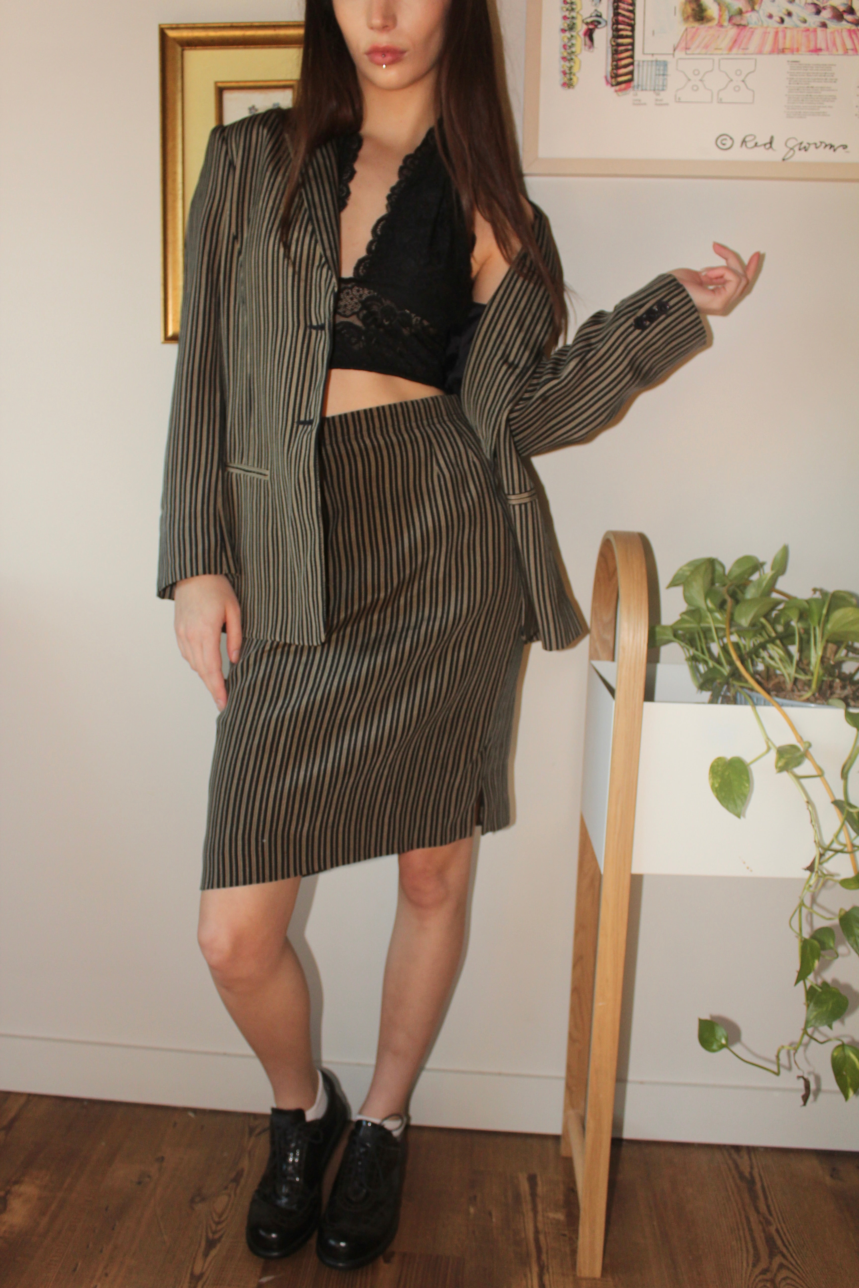 Vintage 80s Silk Plaid Twin Set (S)