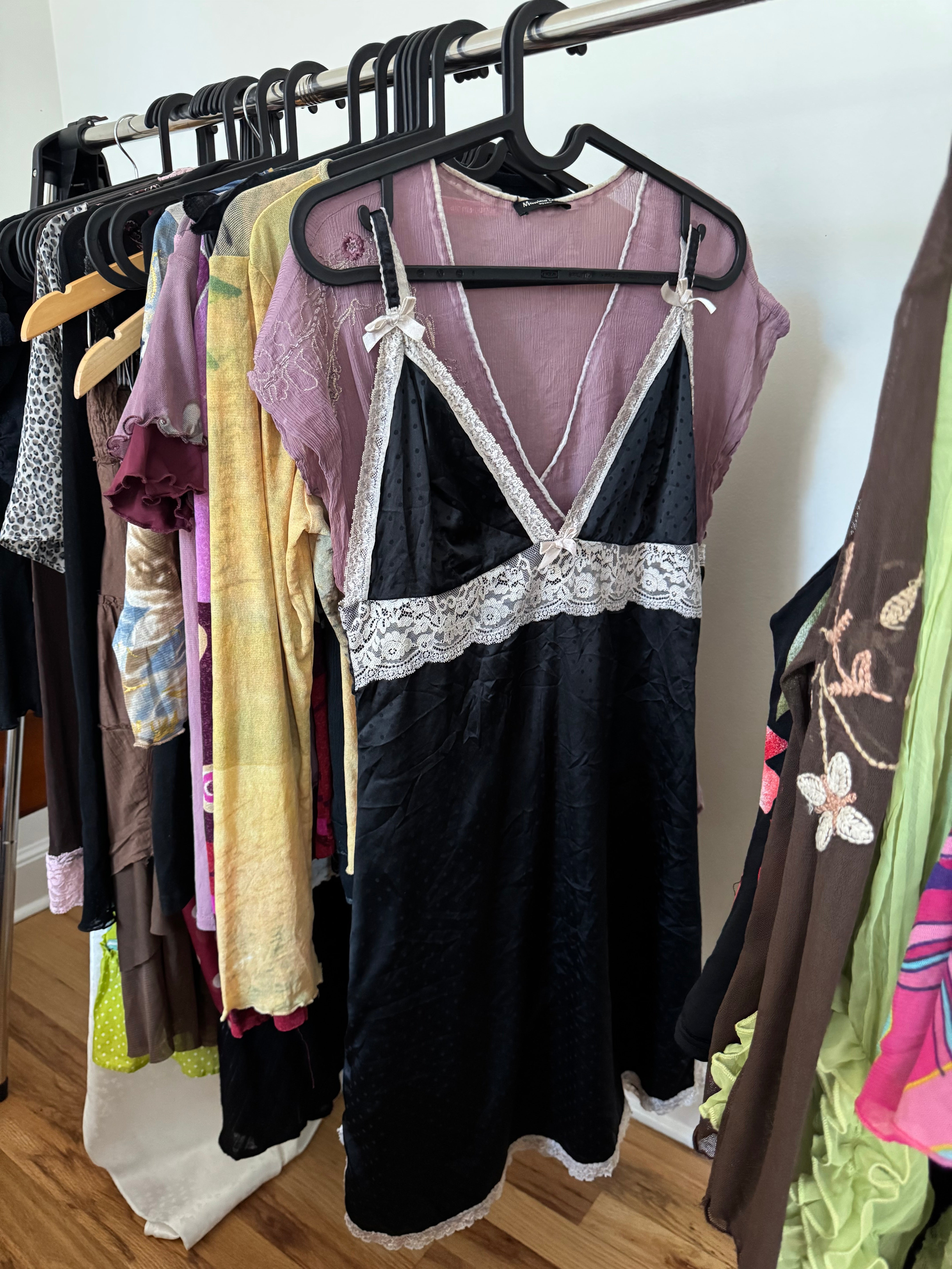 Vintage 90s Lace Contrast Trim Slip Dress (M)
