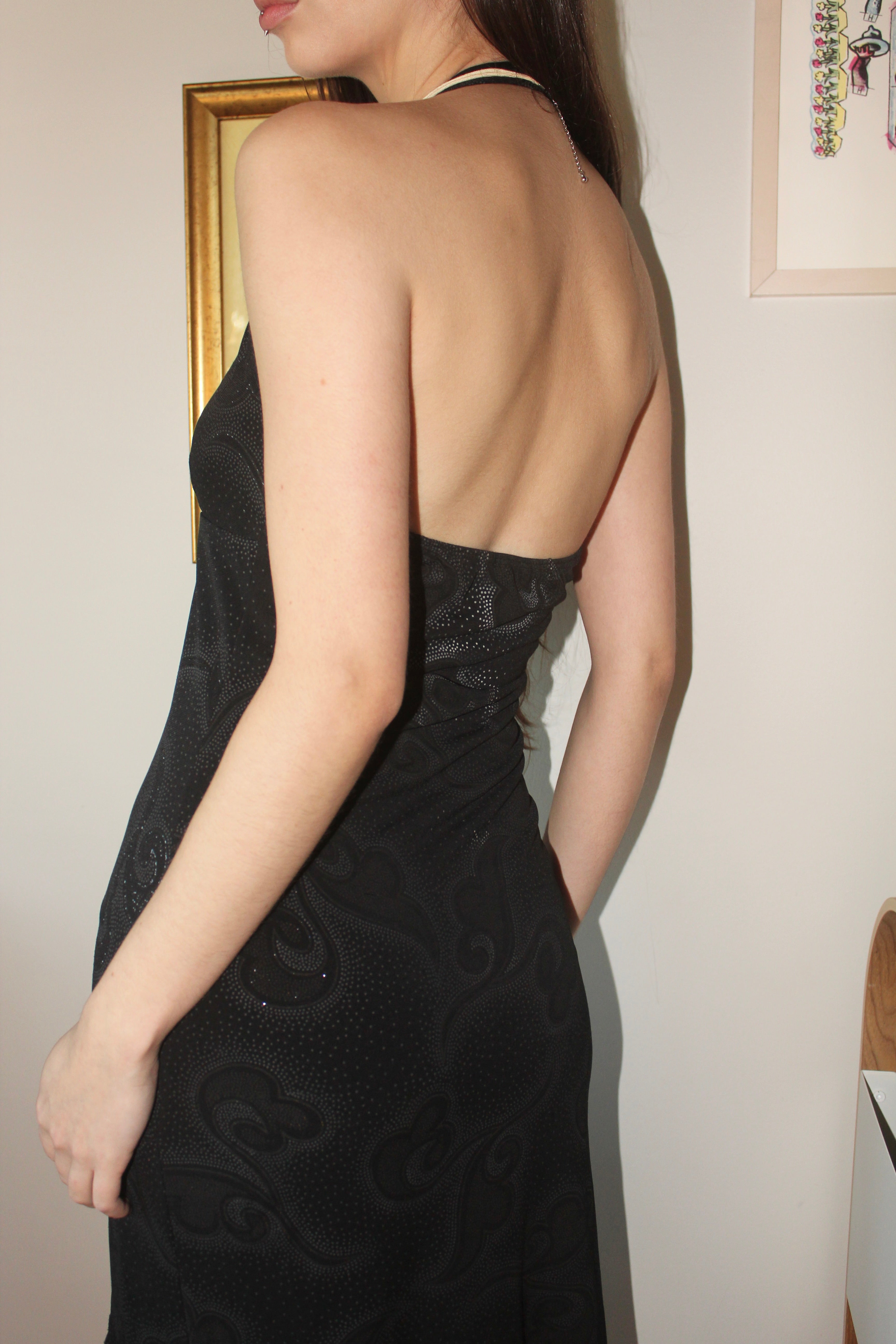 Vintage 90s Patterned Halter Dress (S)
