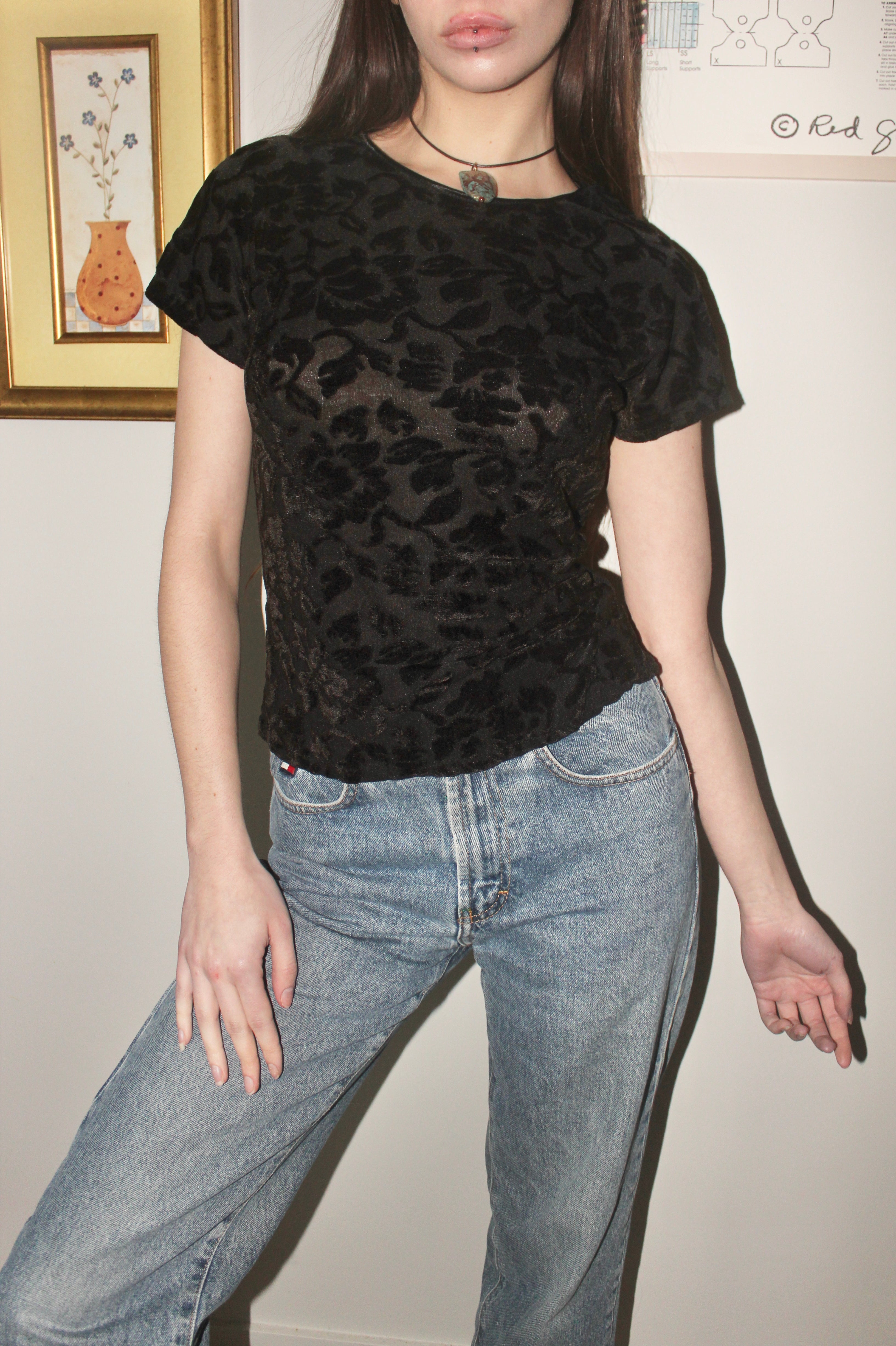 Vintage 90s Semi-Sheer Lace Knit Top