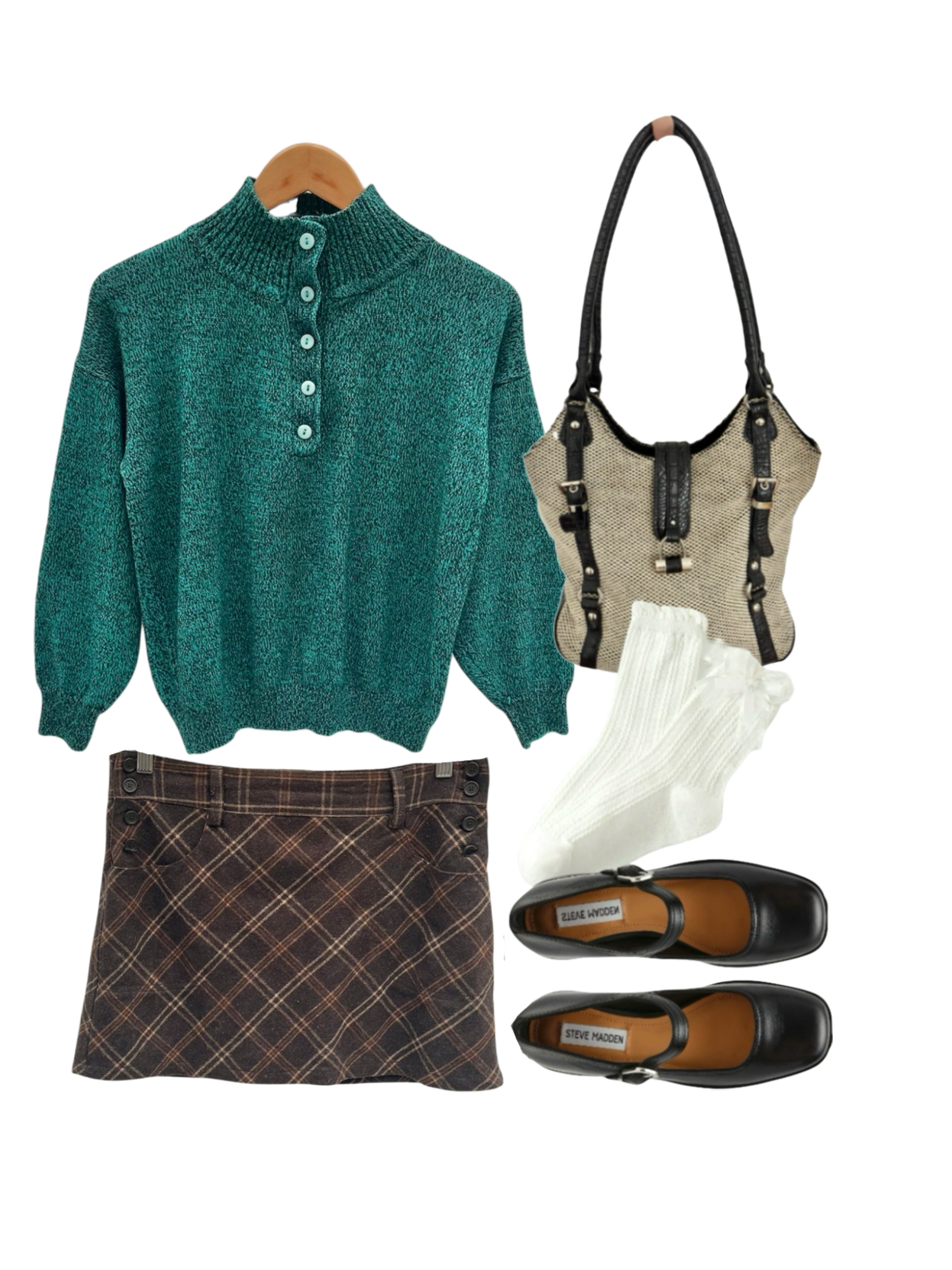 Vintage 90s Cropped Emerald Cozy Knit (M)