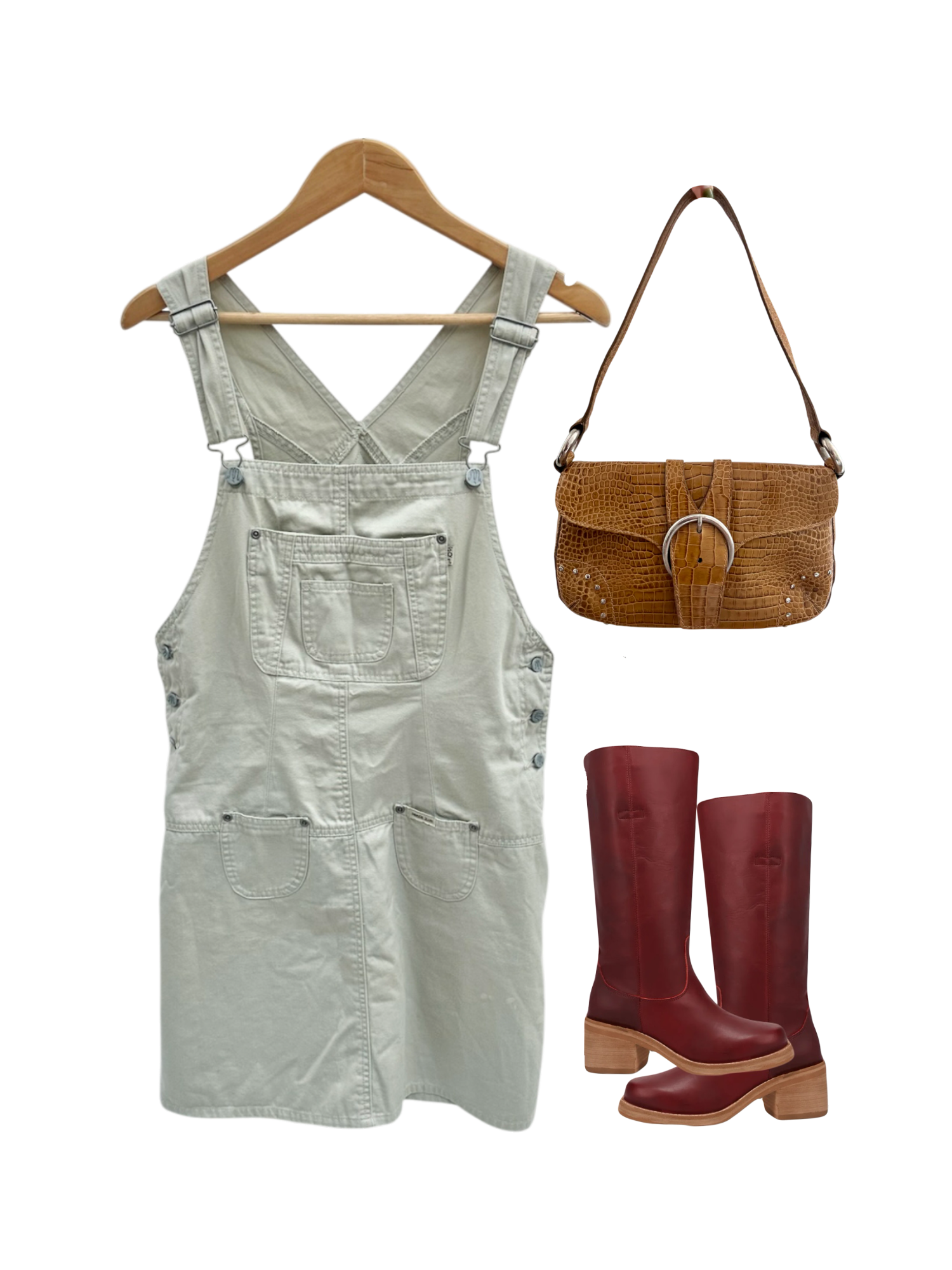 Vintage 90s Utilitarian Overall Mini Dress (L)