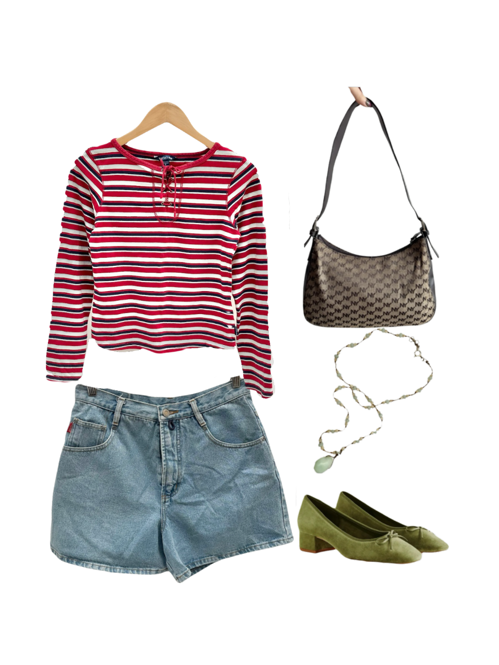 Vintage 90s Lace Up Striped Knit (M)