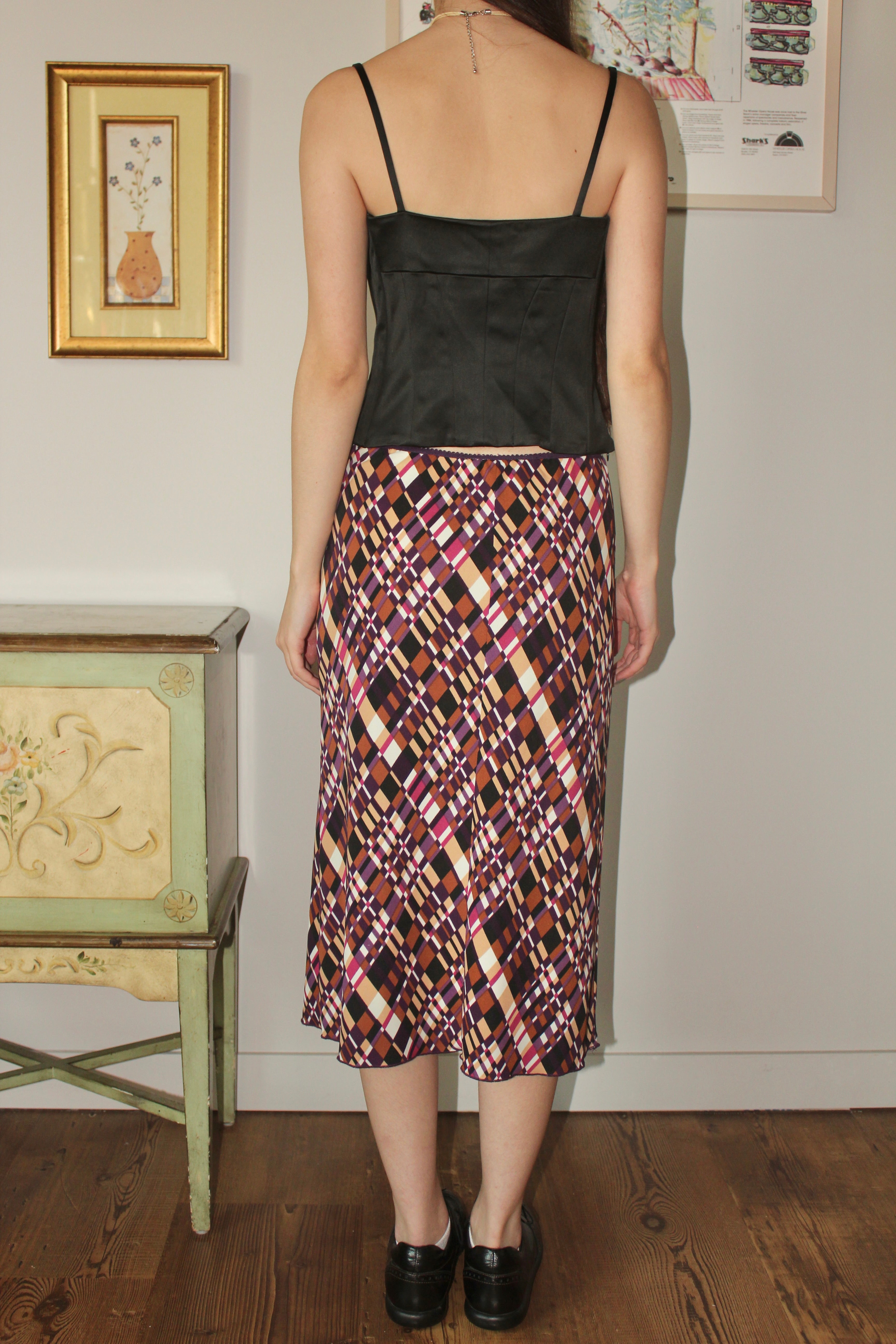Vintage 90s Geometric Midi Skirt (M)
