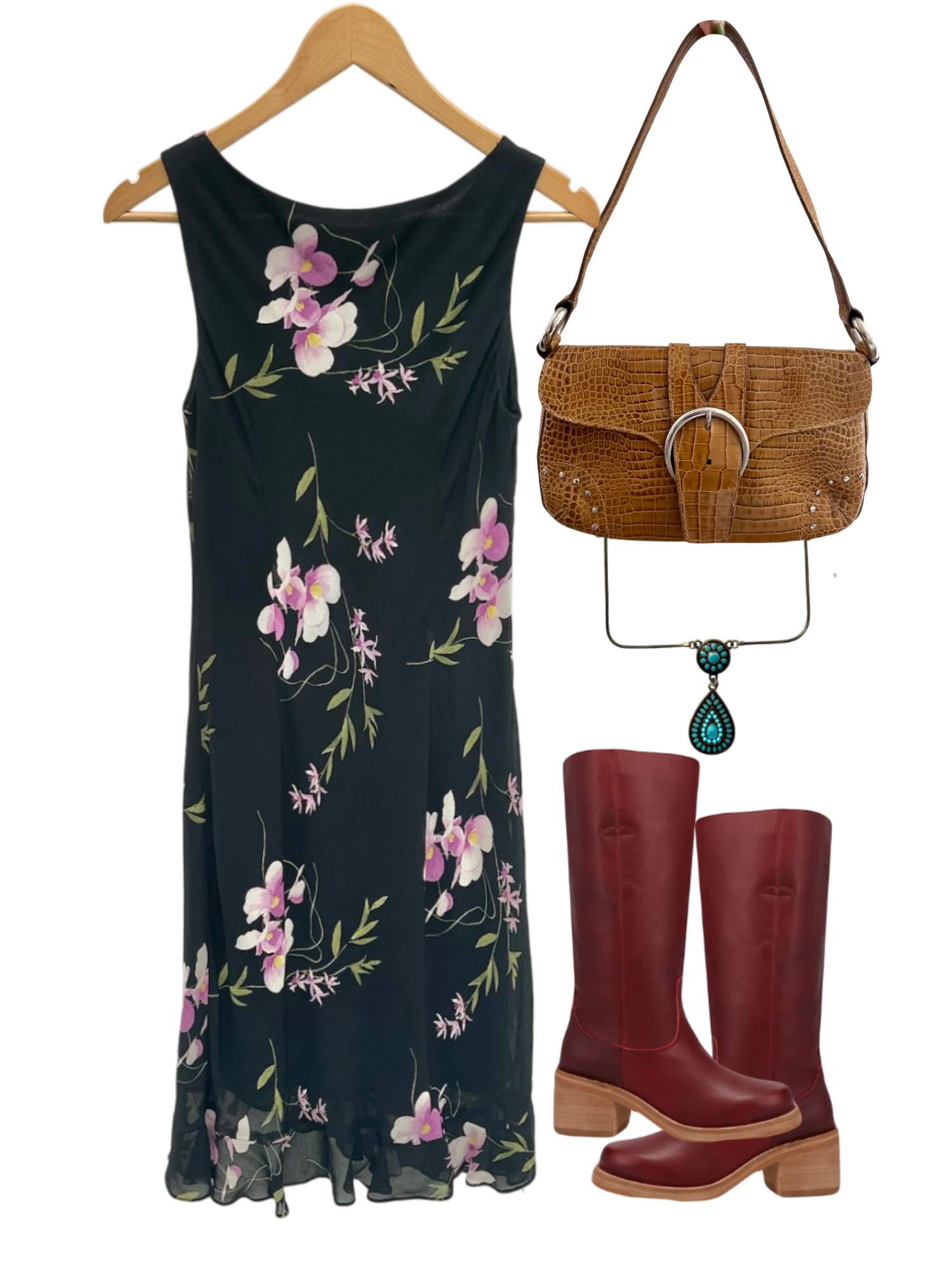 Vintage 90s Dainty Floral Midi Dress (S)