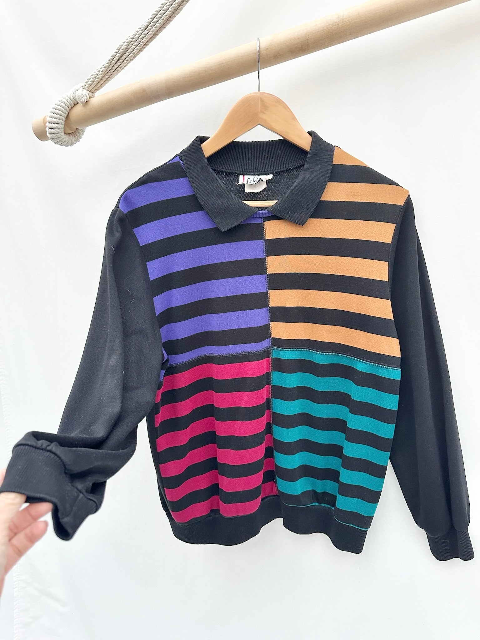 Vintage 90s Colorblock Striped Collared Knit (M)