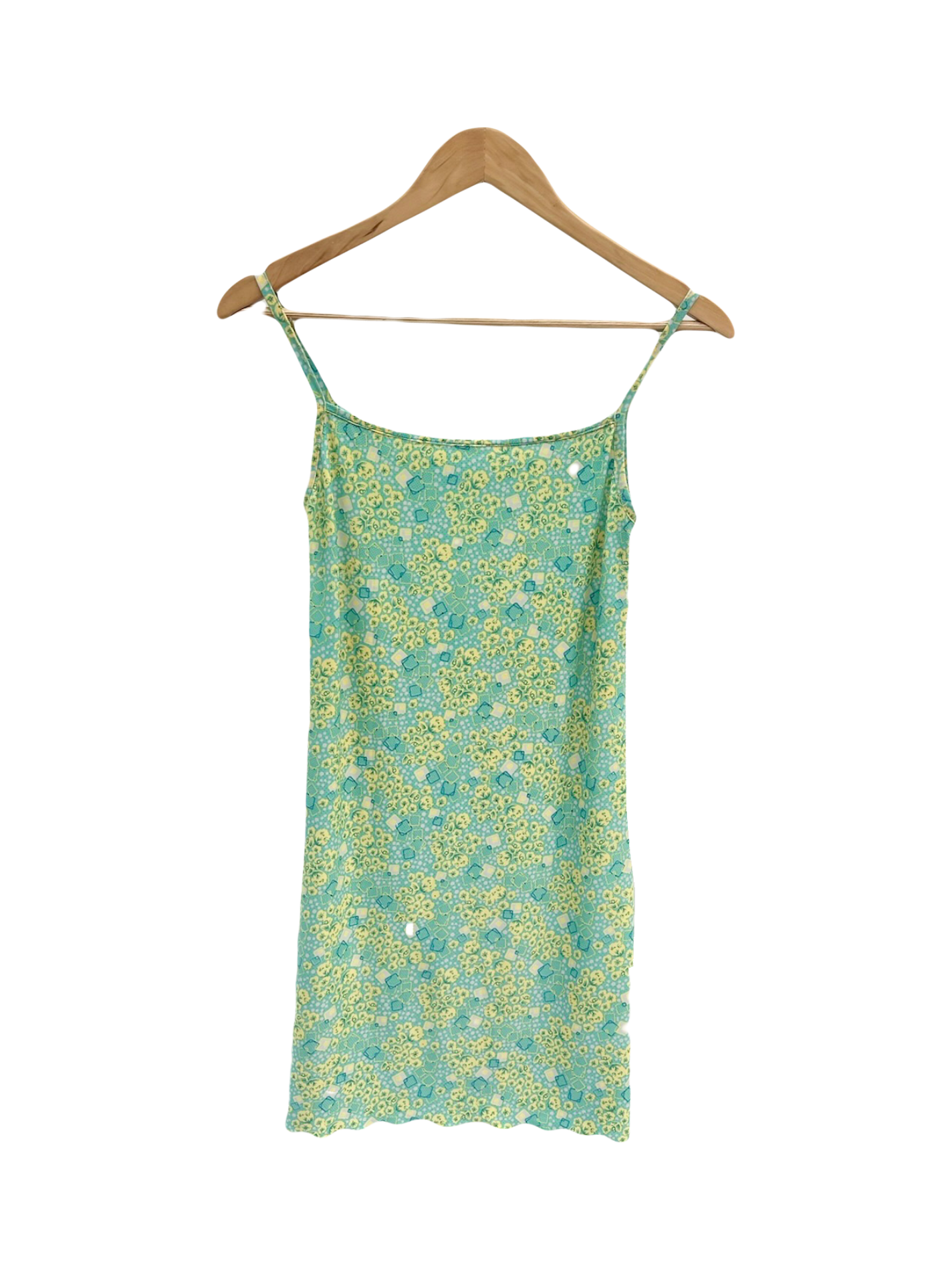 Vintage 90s Ruffled Mosaic Midi Dress (S/M)