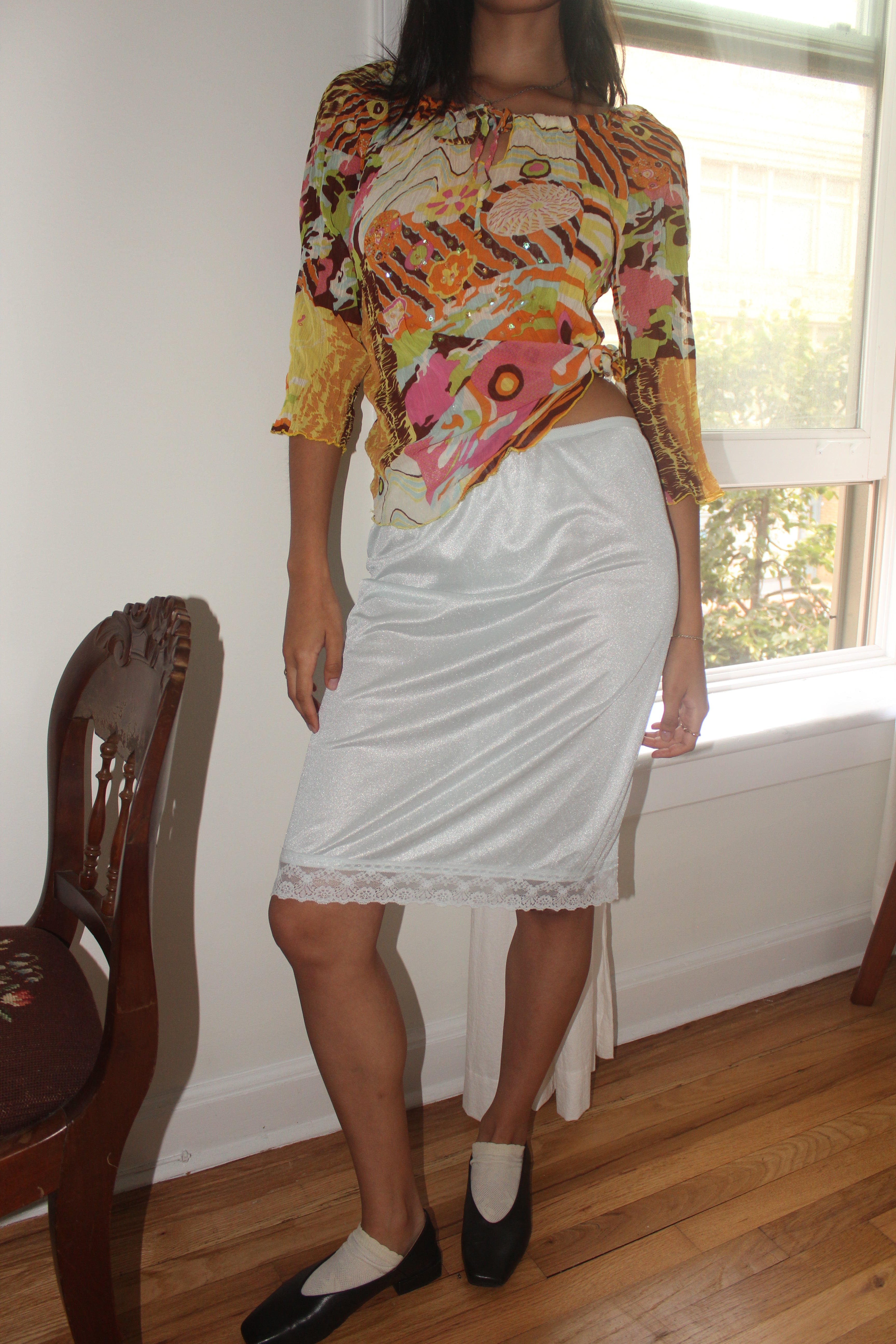 Vintage 90s Retro Patterned Gauzy Blouse