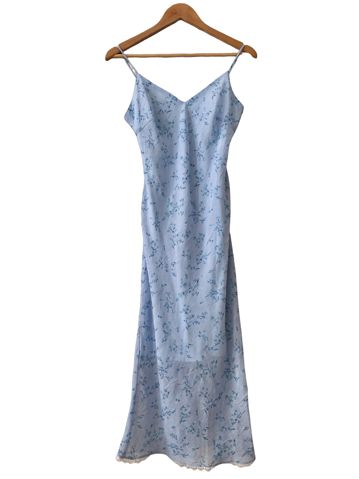 blue slip dress Vintage Powder Blue Floral Slip Dress