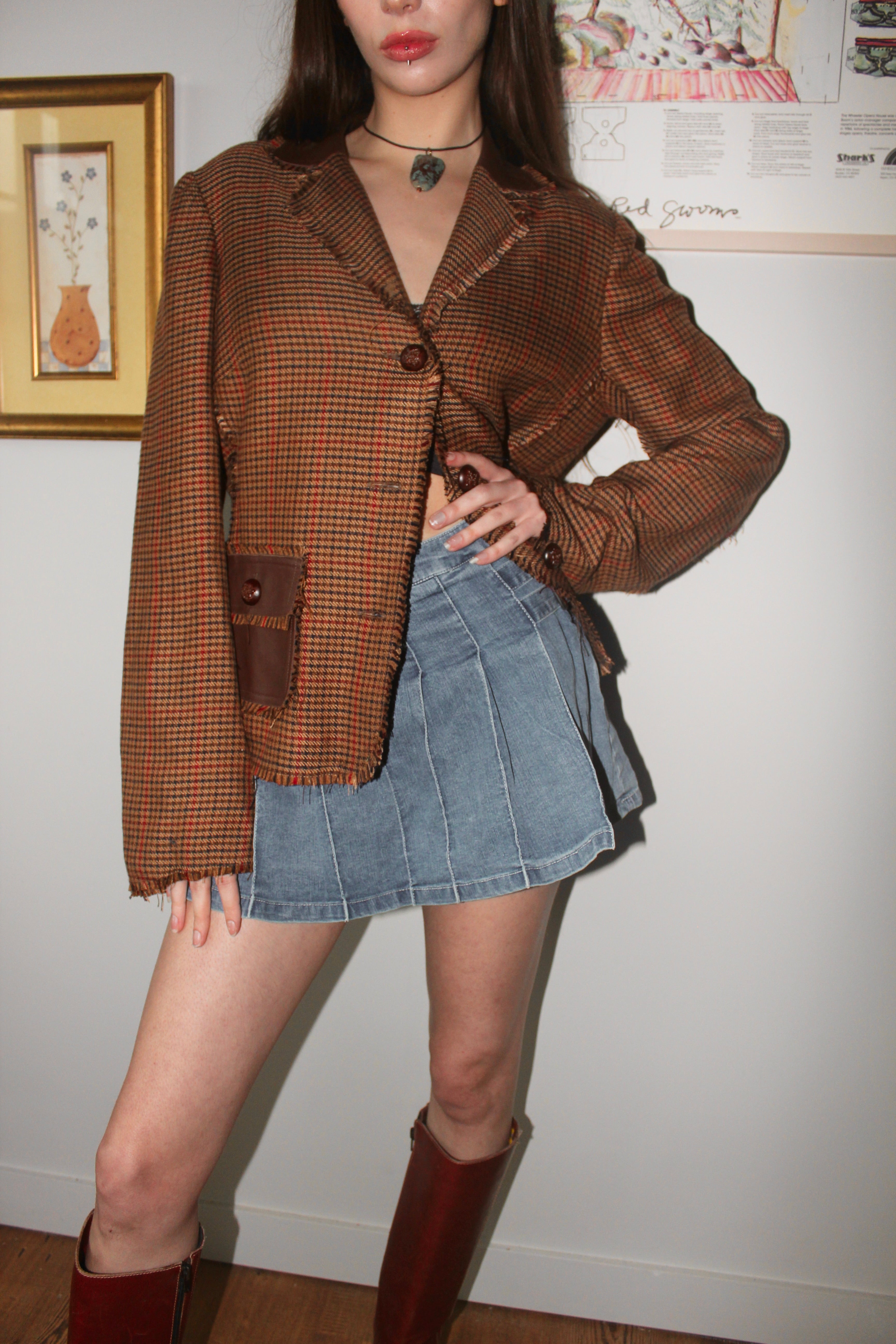Vintage 90s Frayed Pocket Blazer (M)