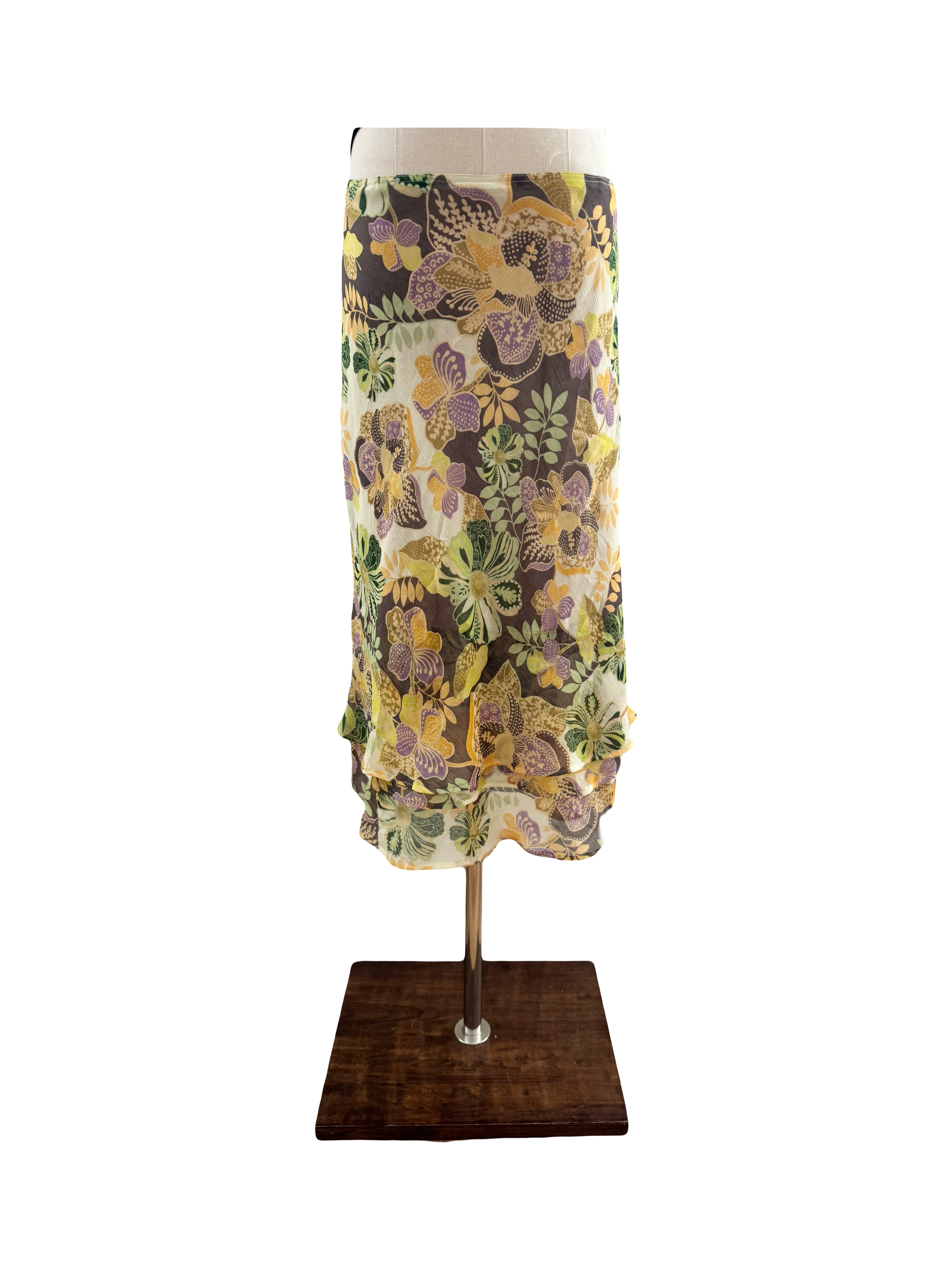 Vintage 90s Retro Floral Midi Skirt (L)