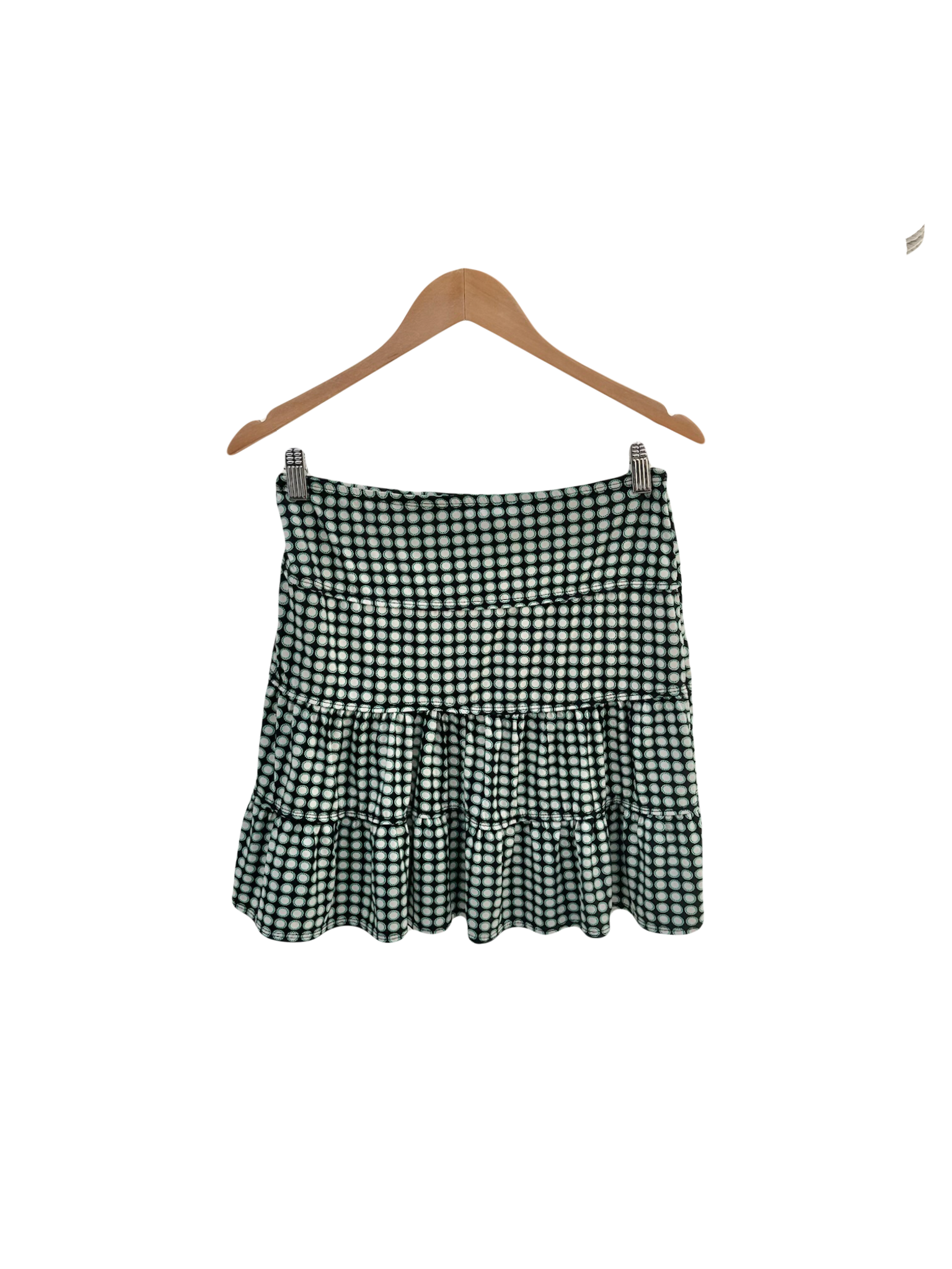 Vintage 90s Green Geometric Ruffled Skirt (S)