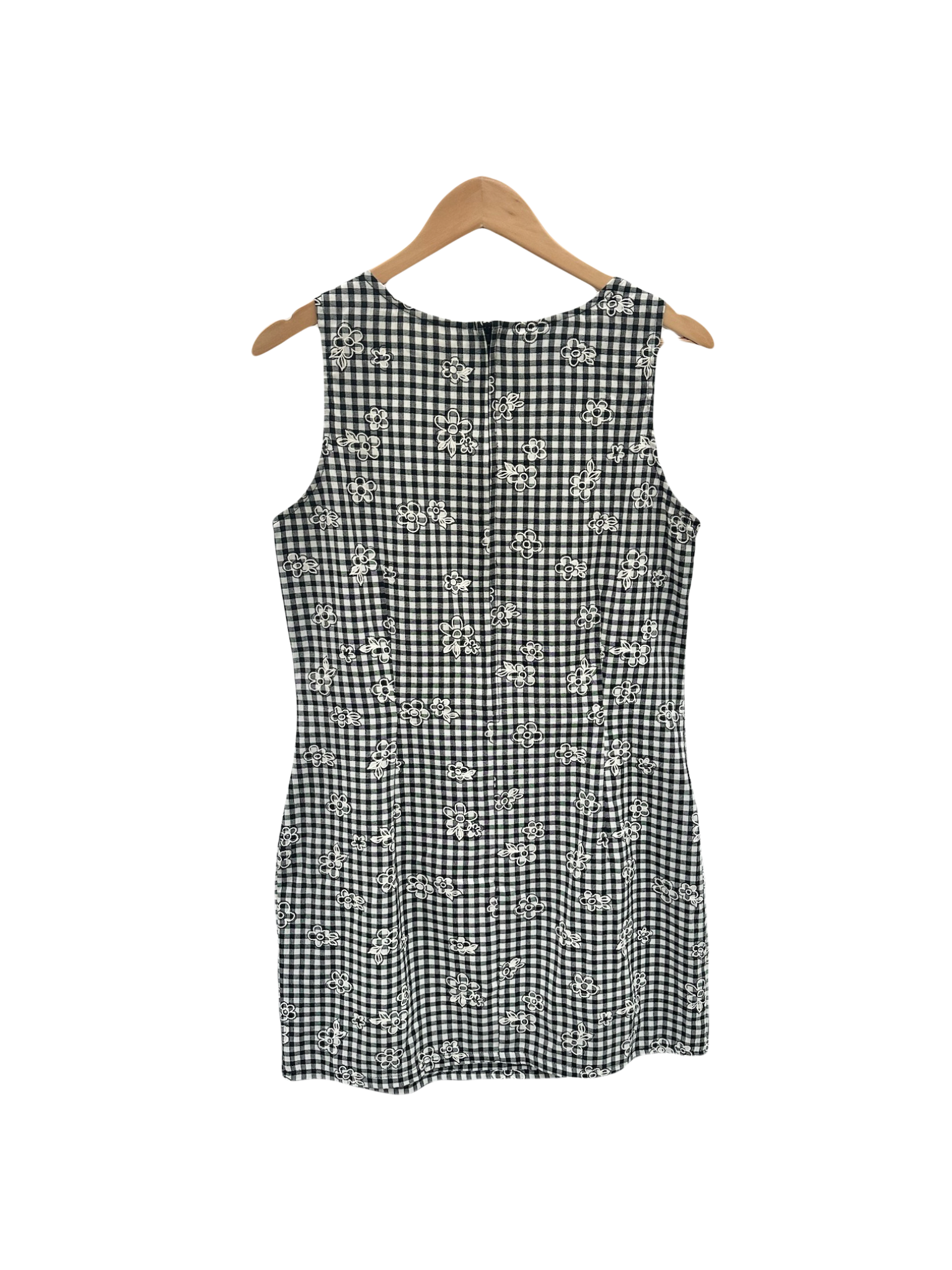 Vintage 90s Embroidered Checkered Mini Dress (M)