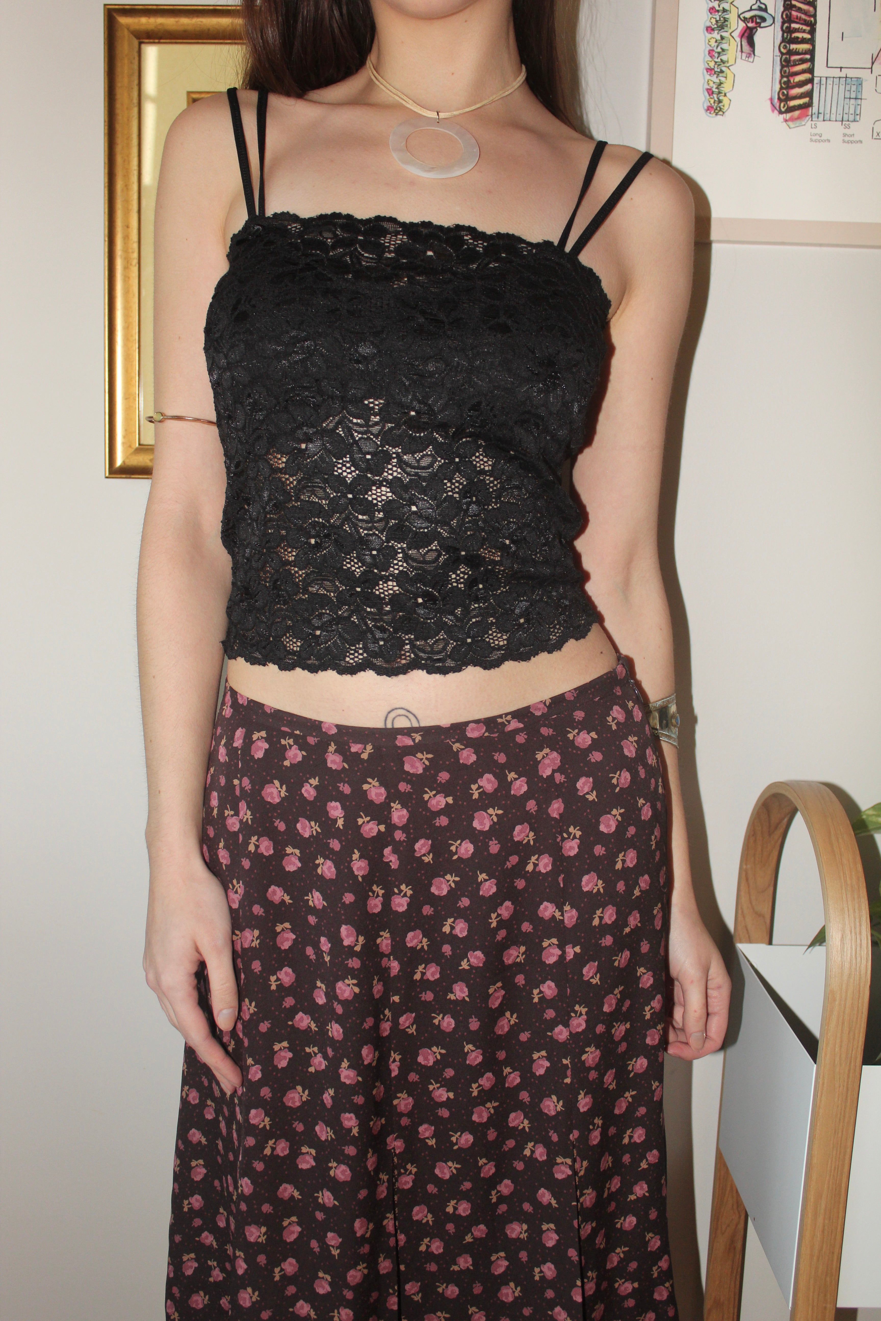 Vintage 90s Double Strap Lace Cami (S/M)