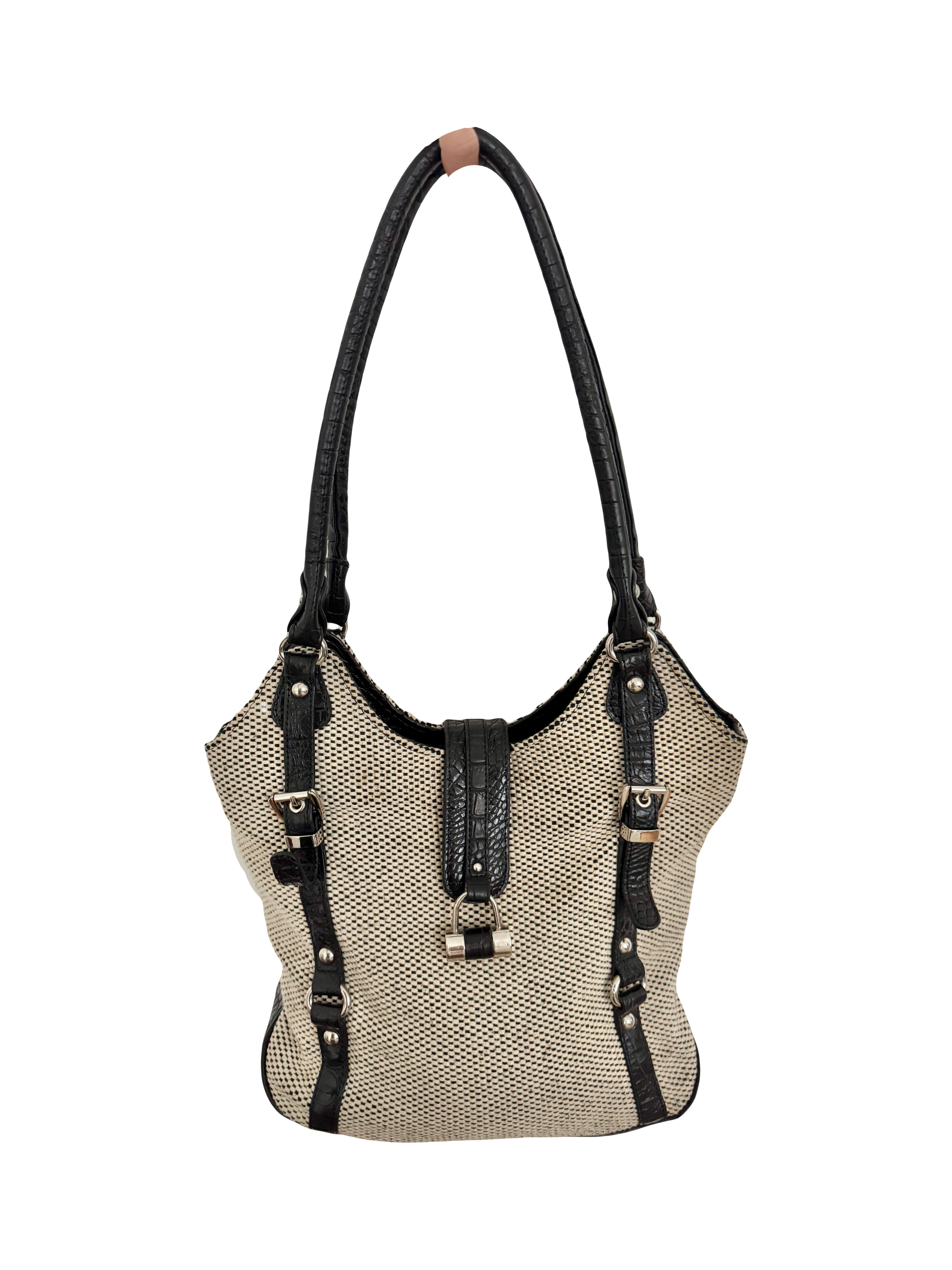 Vintage 90s Textured Moto Shoulder Purse