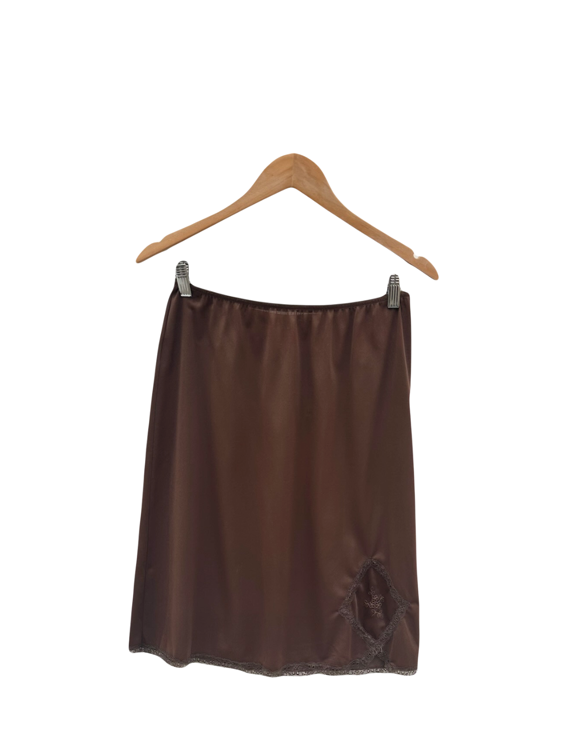 Vintage 90s Chocolate Floral Patch Slip Skirt (M)