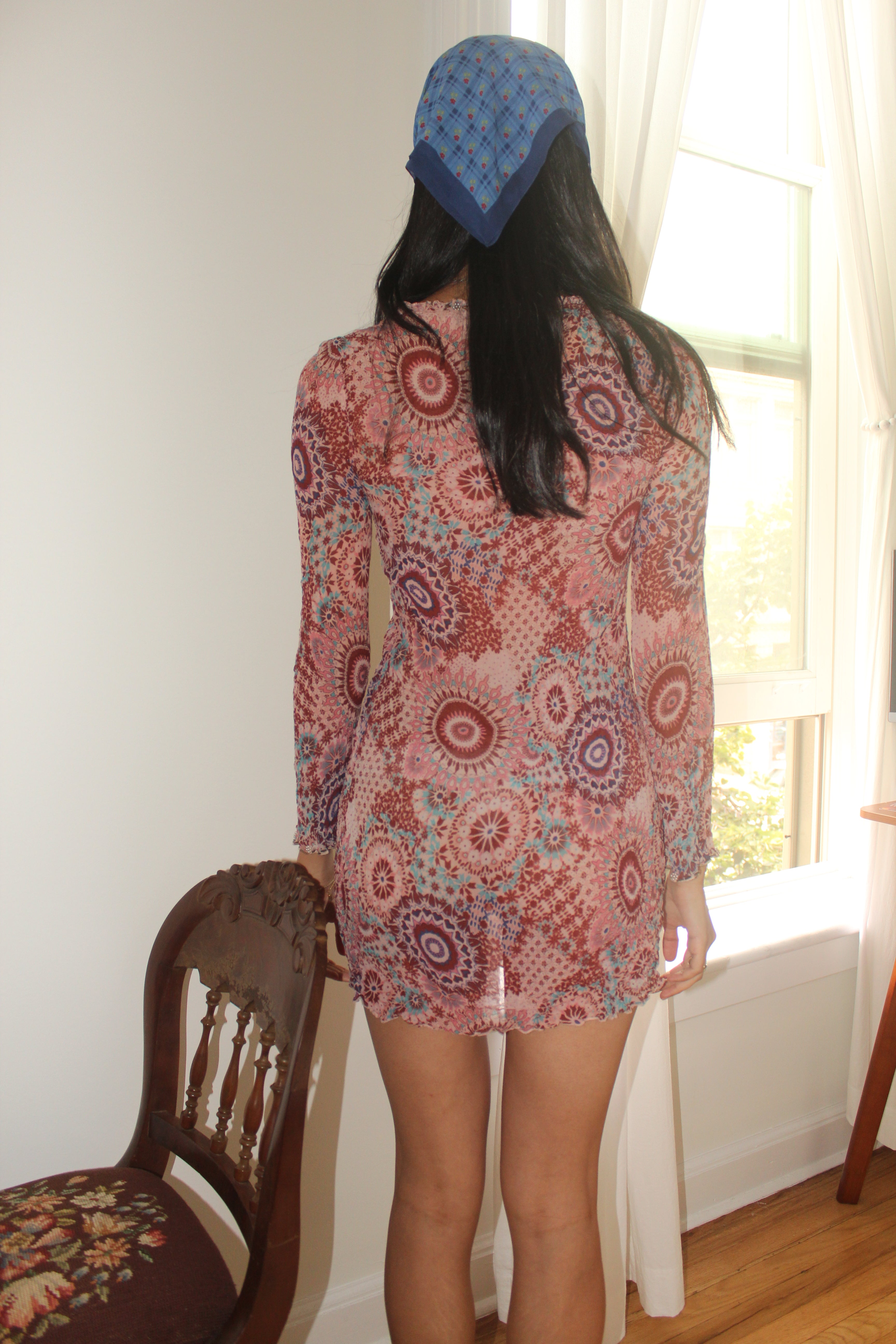 Vintage 90s Silk Paisley Midi Dress (XS/S)