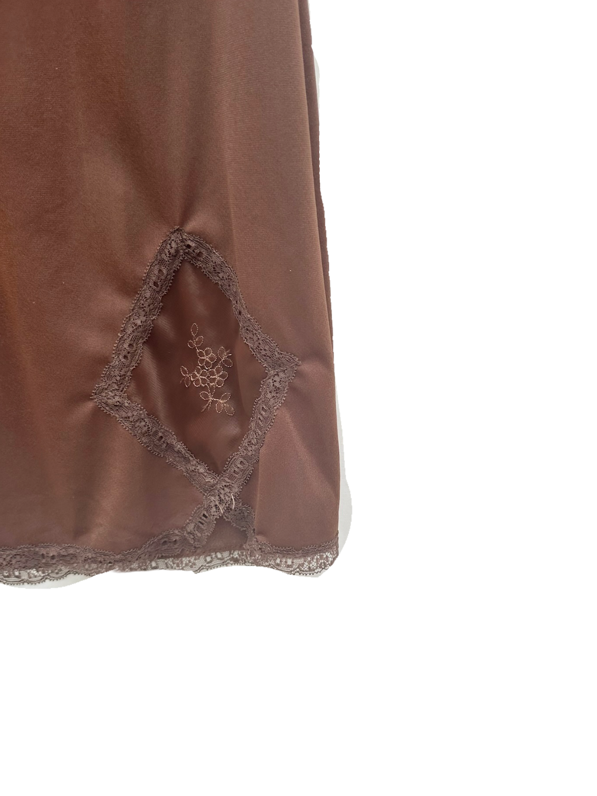 Vintage 90s Chocolate Floral Patch Slip Skirt (M)